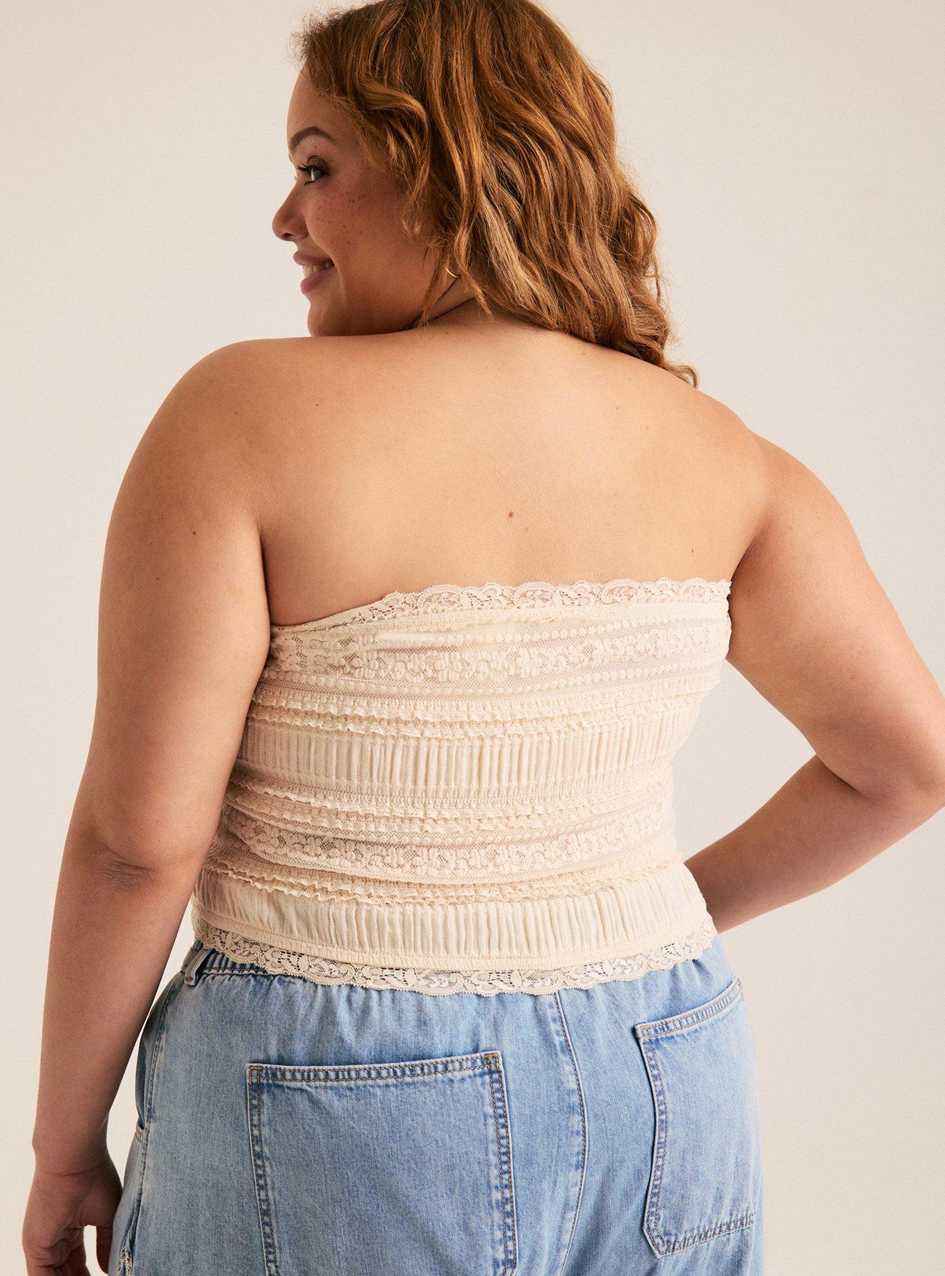 Festi Lace Tube Top, WHITE SWAN, alternate