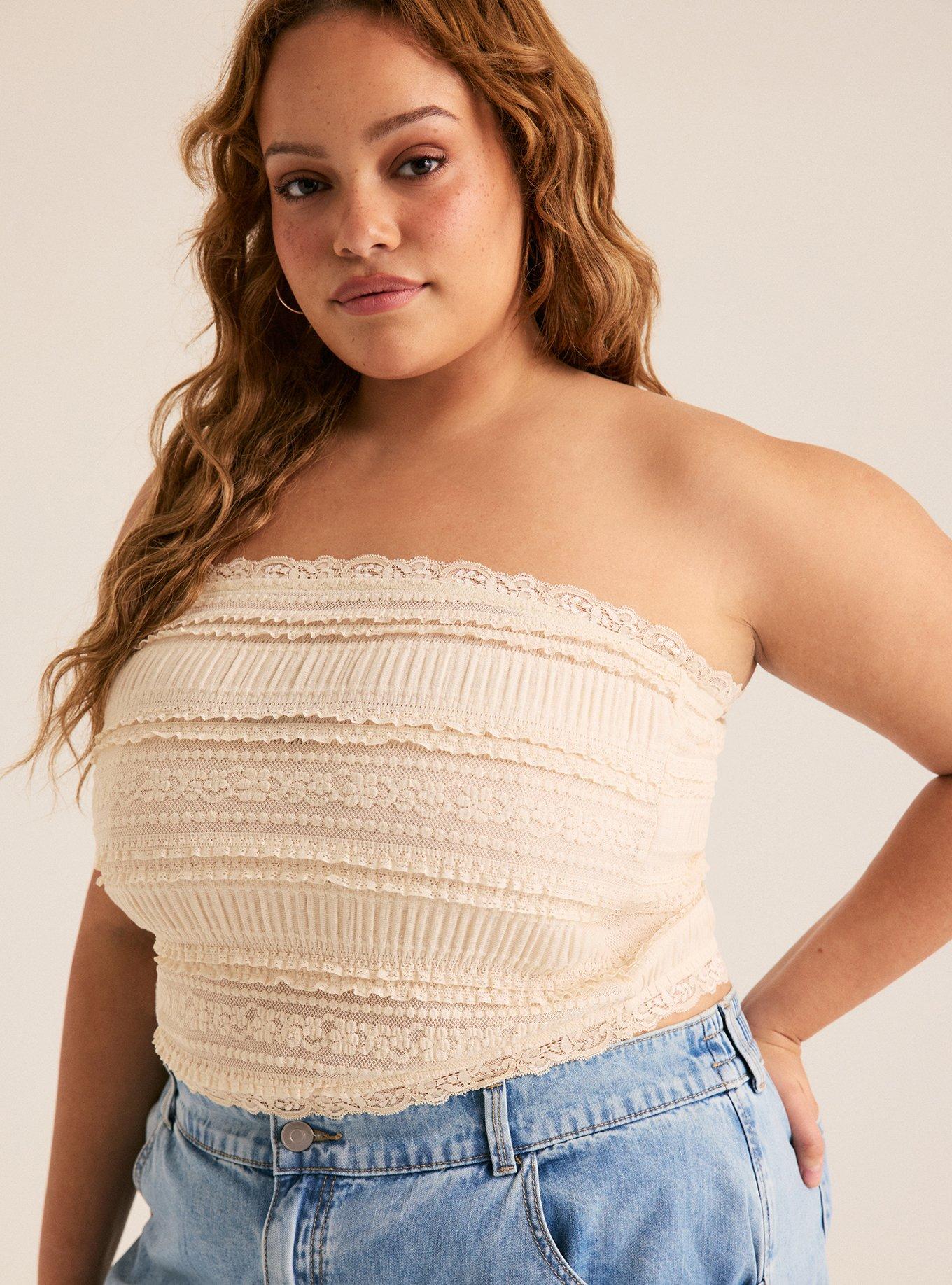 Festi Lace Tube Top, WHITE SWAN, hi-res