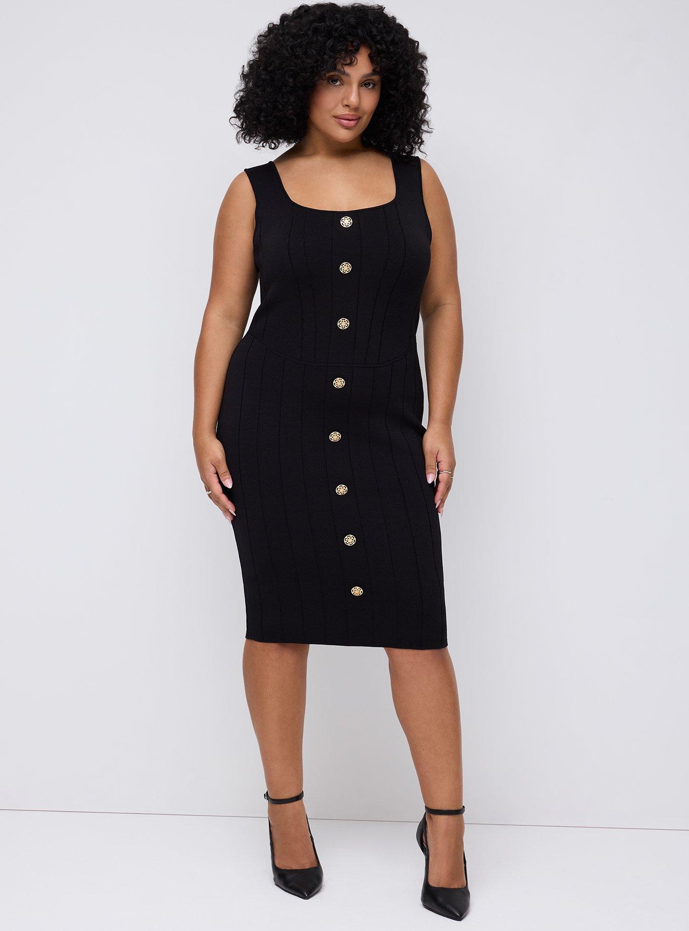 Studio Power Knit Corset Dress, DEEP BLACK, alternate