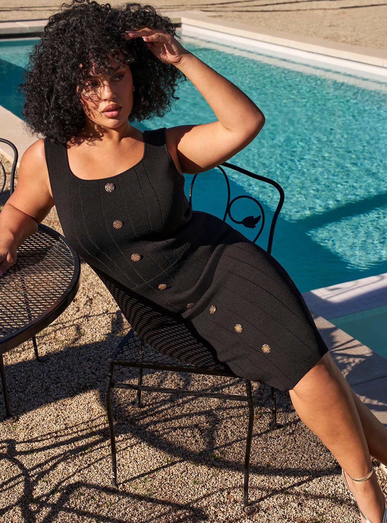 Studio Power Knit Corset Dress, DEEP BLACK, alternate