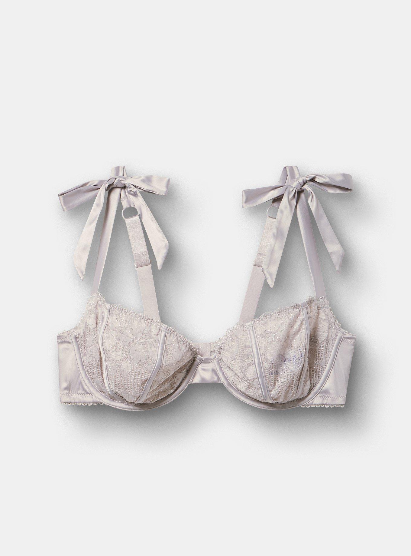 Ava Lace & Shine Unlined Underwire Bra, ALABASTER GRAY, flat