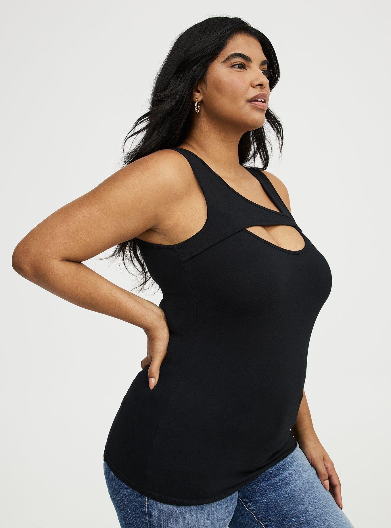 Foxy Asymmetrical Front Cut-Out Top, DEEP BLACK, alternate