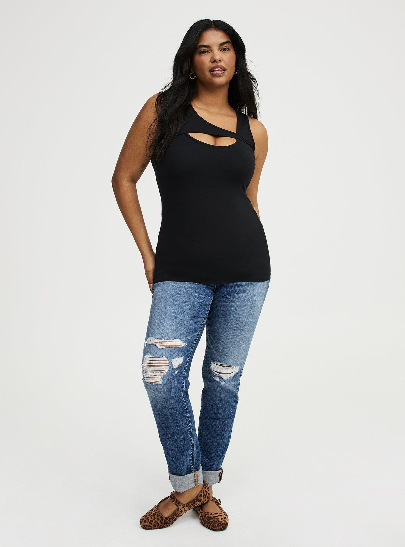 Foxy Asymmetrical Front Cut-Out Top, DEEP BLACK, alternate