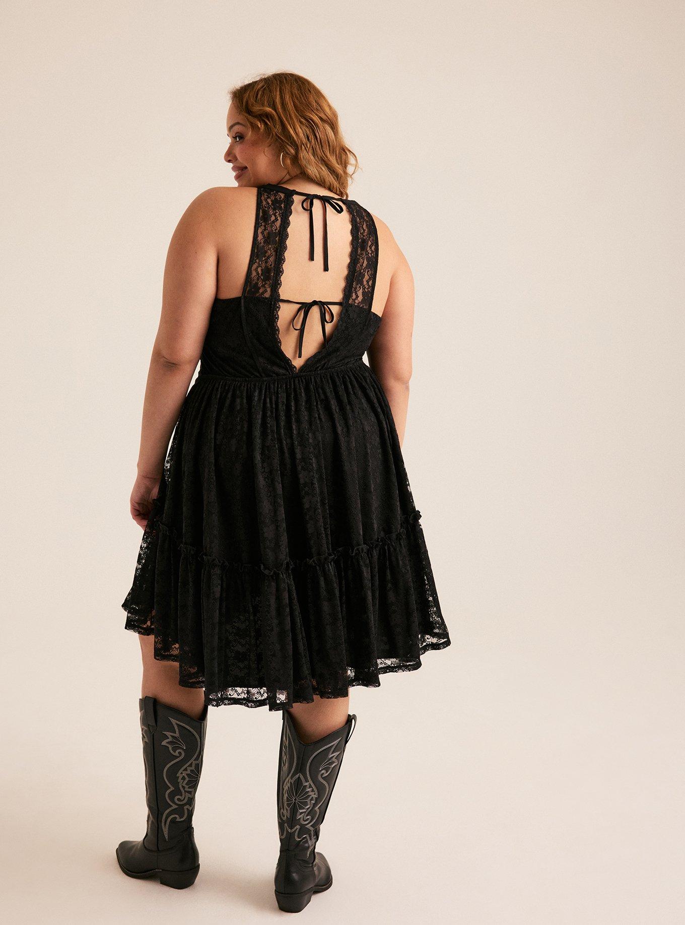 Festi Mesh Lace Hi-Low Dress, DEEP BLACK, alternate