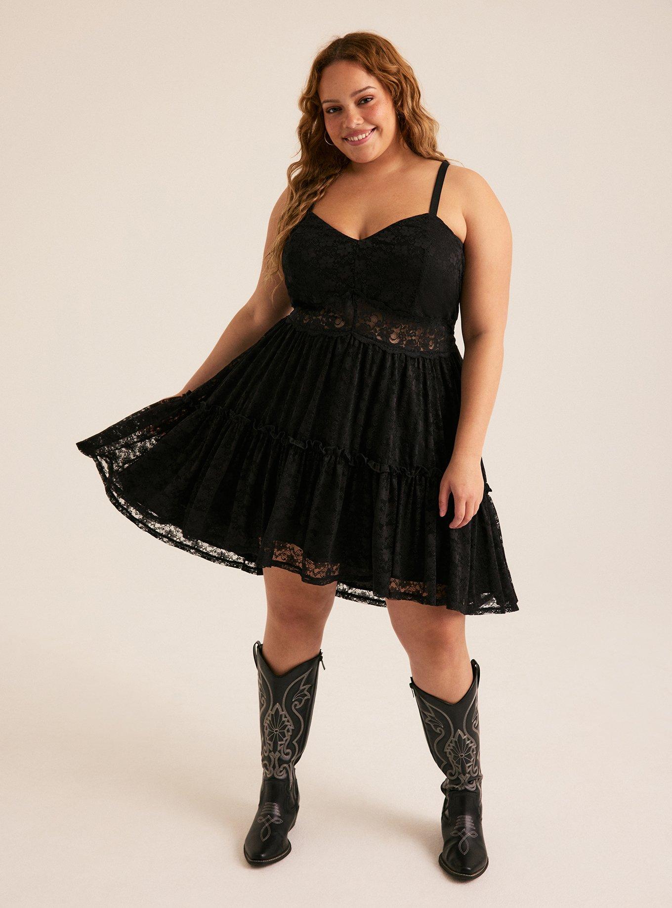 Festi Mesh Lace Hi-Low Dress, DEEP BLACK, alternate