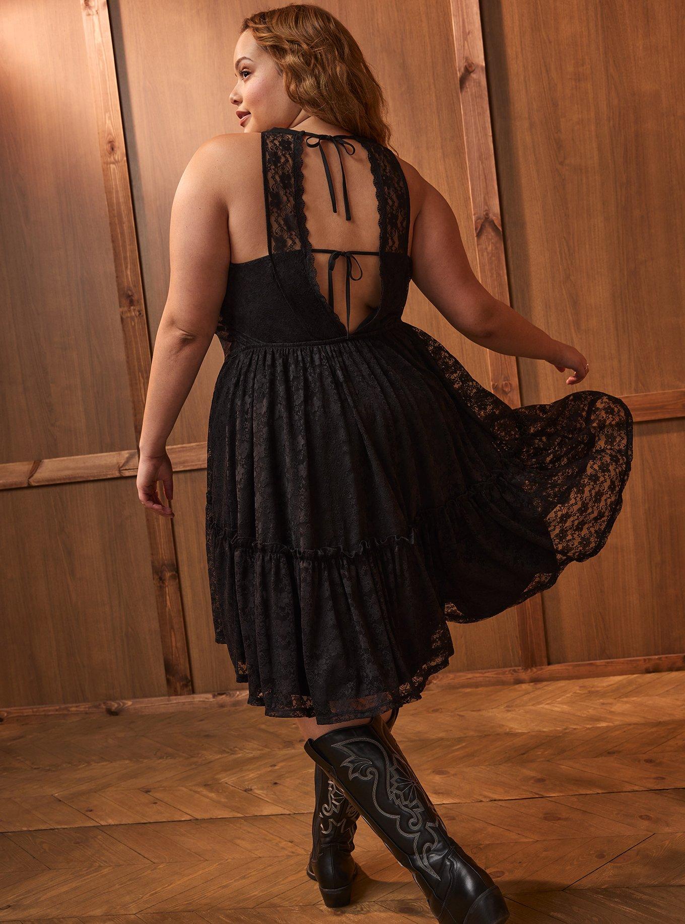 Festi Mesh Lace Hi-Low Dress, DEEP BLACK, hi-res