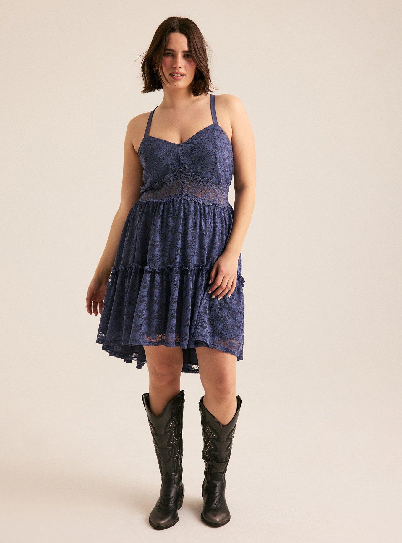 Festi Mesh Lace Hi-Low Dress, NIGHTSHADOW BLUE, hi-res