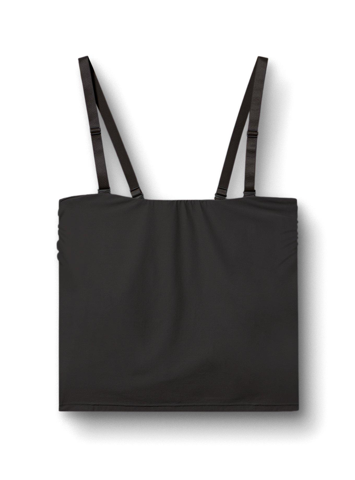 Plus Size Unlined Butter Soft Micro Longline Bandeau, RICH BLACK, flat