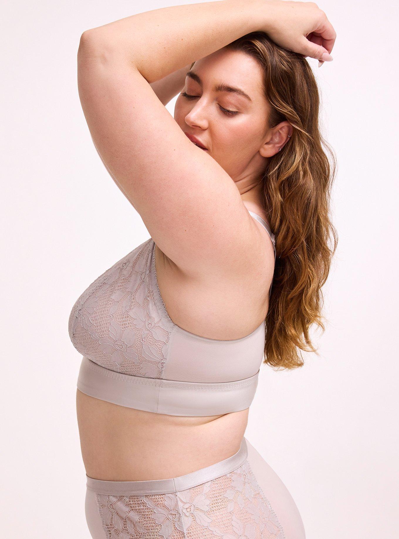 Ava Lace & Shine Unlined High Apex Bralette, ALABASTER GRAY, alternate