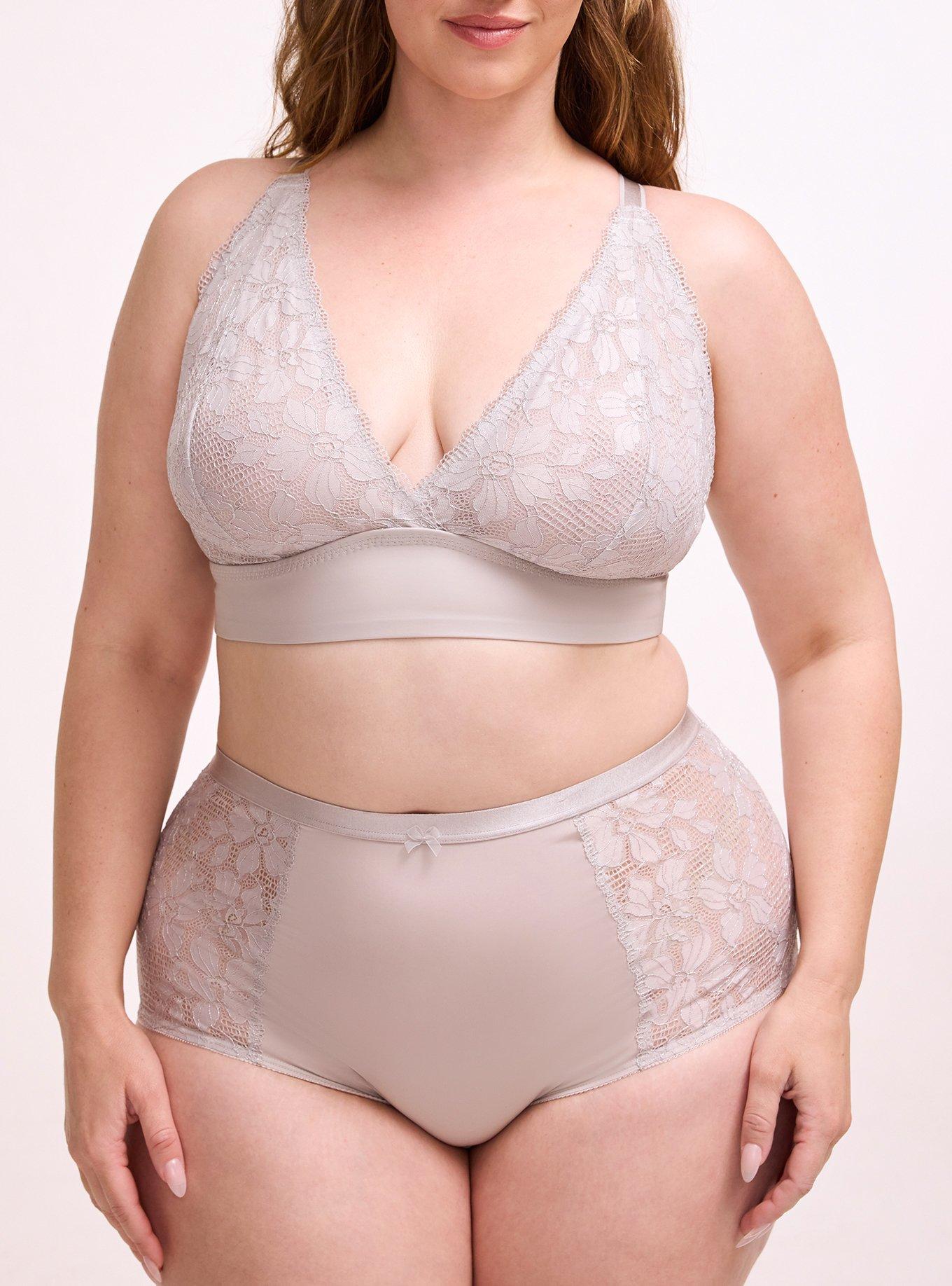 Ava Lace & Shine Unlined High Apex Bralette, ALABASTER GRAY, alternate
