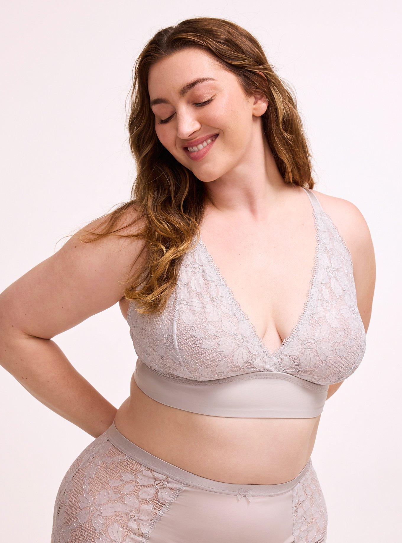 Ava Lace & Shine Unlined High Apex Bralette, ALABASTER GRAY, hi-res