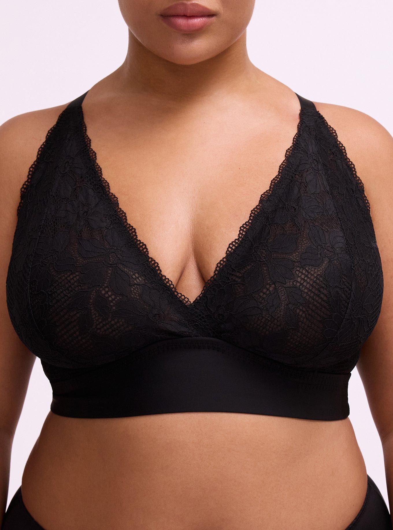 Ava Lace Unlined High Apex Bralette, RICH BLACK, alternate