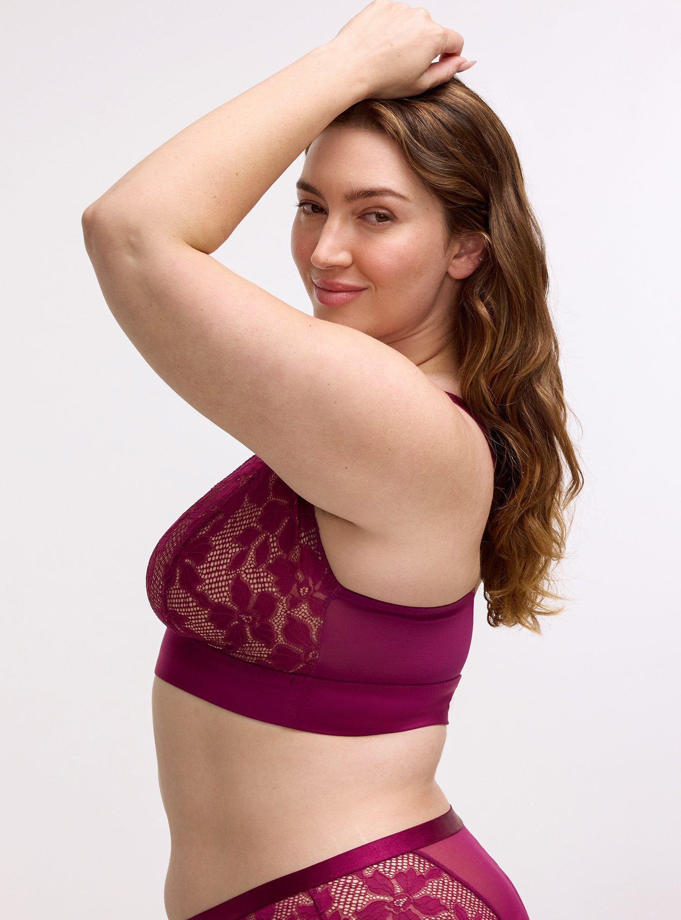 Ava Lace Unlined High Apex Bralette, PLUM CASPIA, alternate