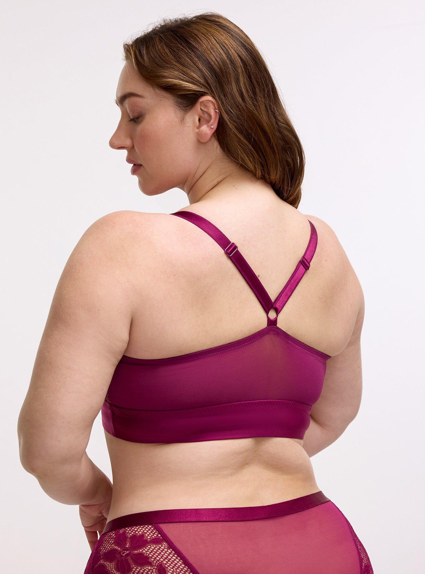 Ava Lace Unlined High Apex Bralette, PLUM CASPIA, alternate
