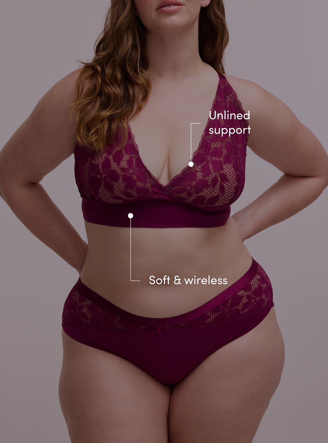 Ava Lace Unlined High Apex Bralette, PLUM CASPIA, alternate