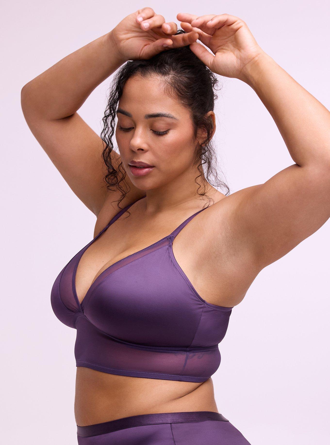 Unlined Shine Triangle Bralette, BLACKBERRY, alternate