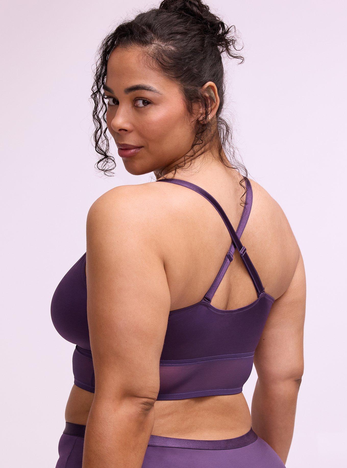 Unlined Shine Triangle Bralette, BLACKBERRY, alternate