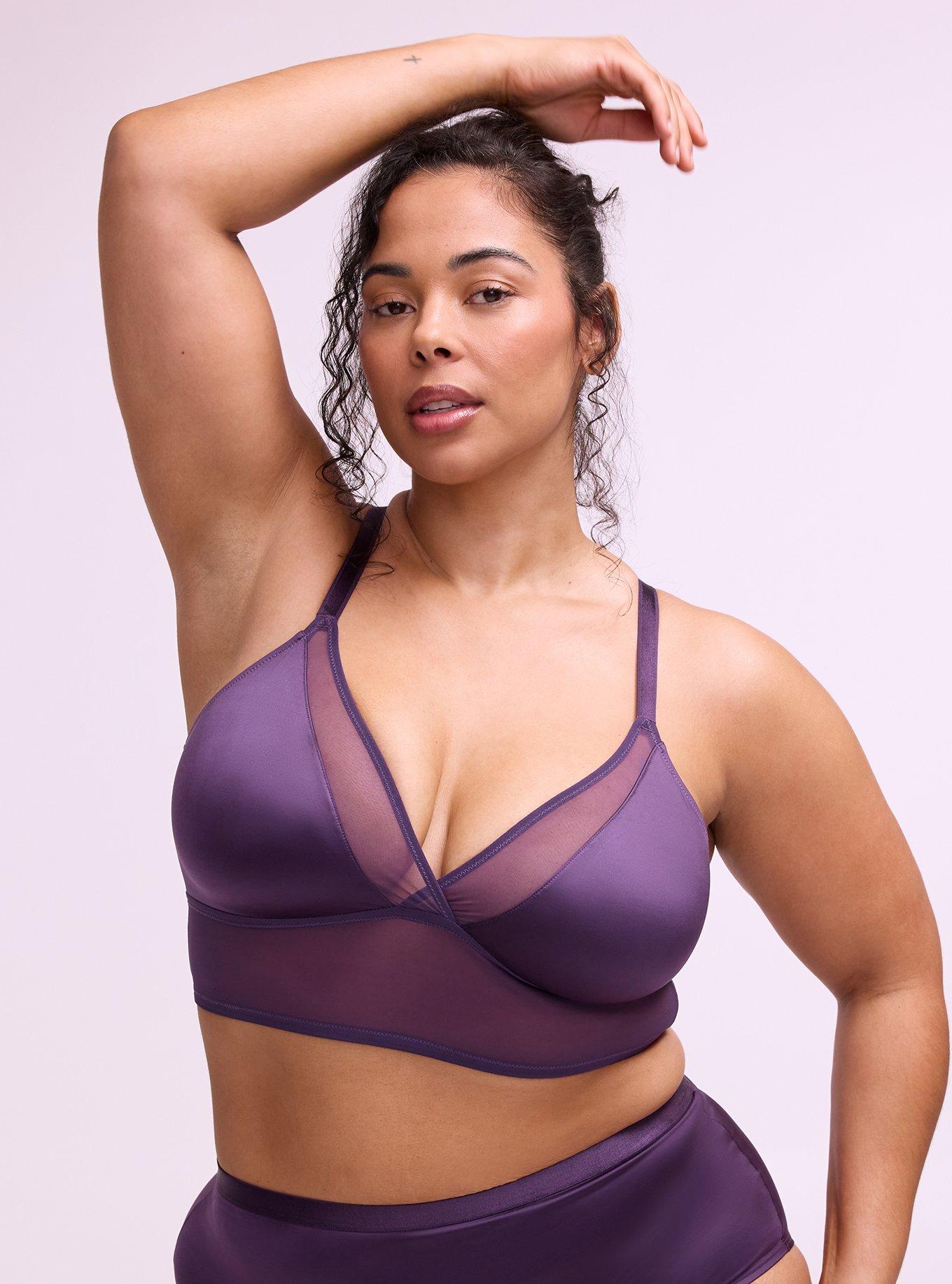 Unlined Shine Triangle Bralette, BLACKBERRY, hi-res
