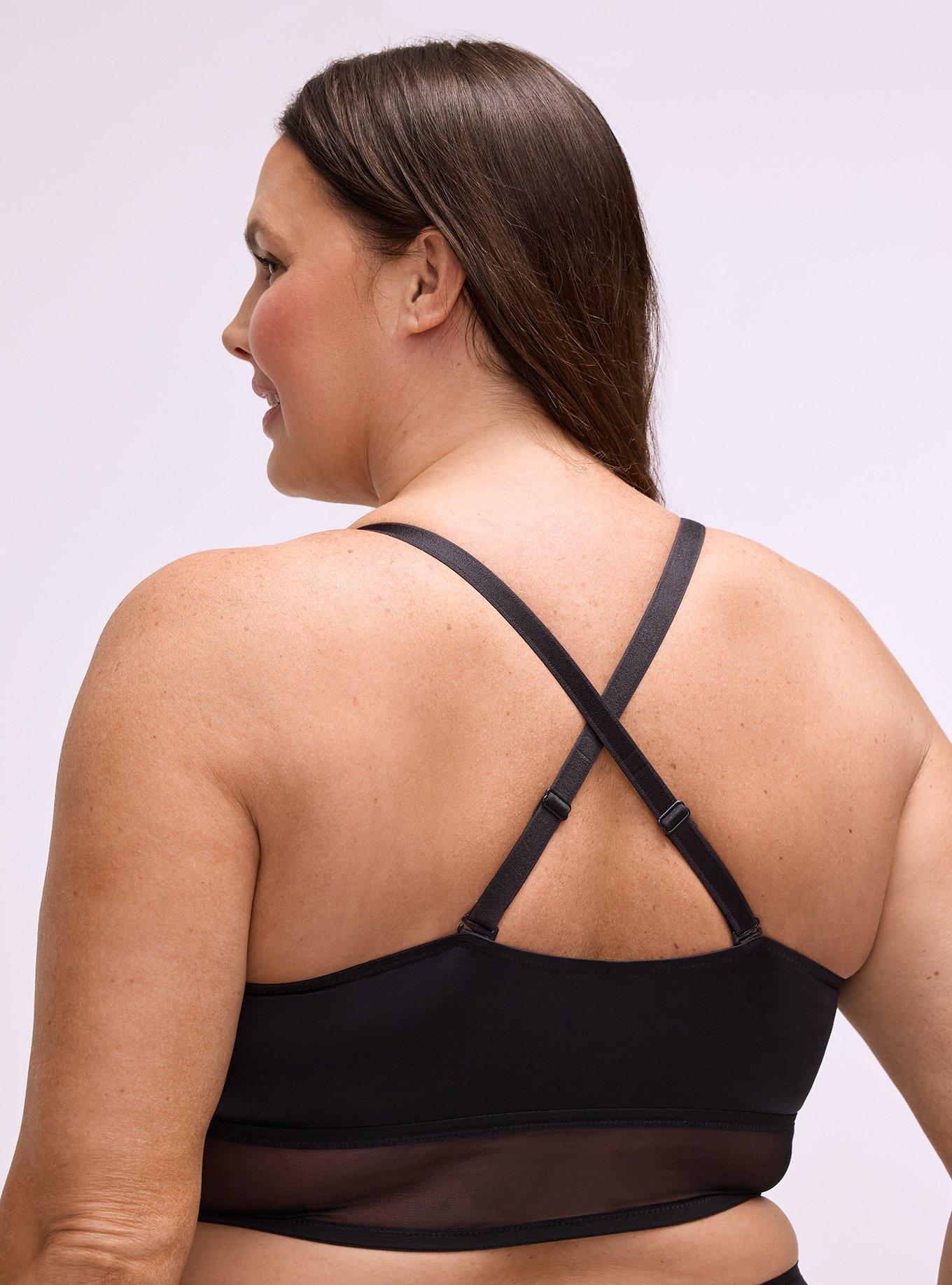 Unlined Shine Triangle Bralette, RICH BLACK, alternate