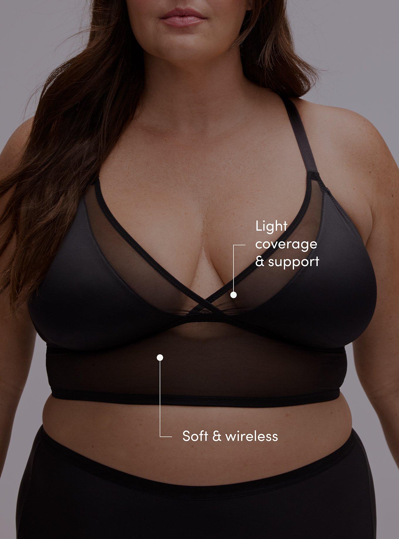 Unlined Shine Triangle Bralette, RICH BLACK, alternate