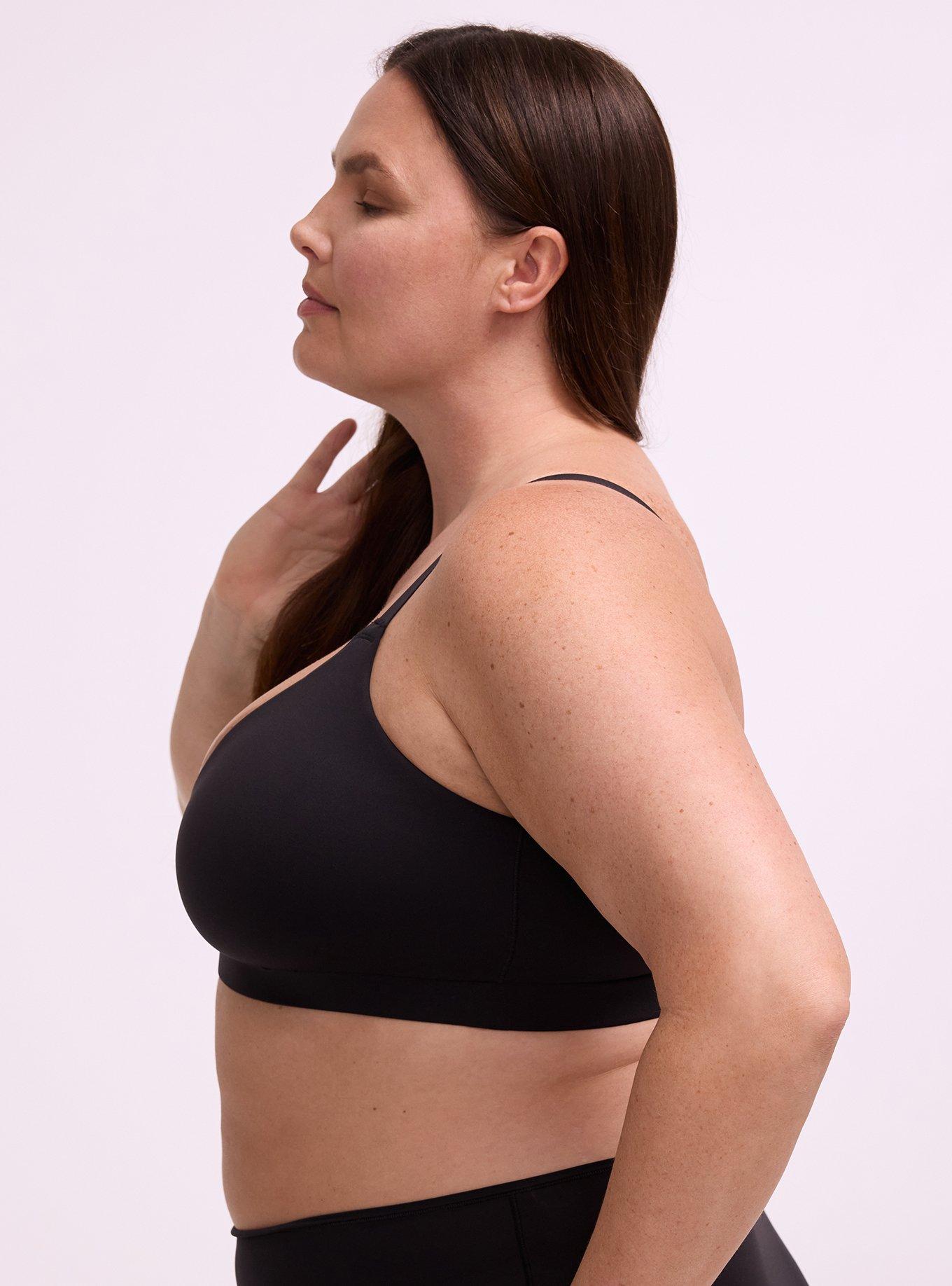 Unlined Butter Soft Micro V-Neck Bralette, RICH BLACK, alternate
