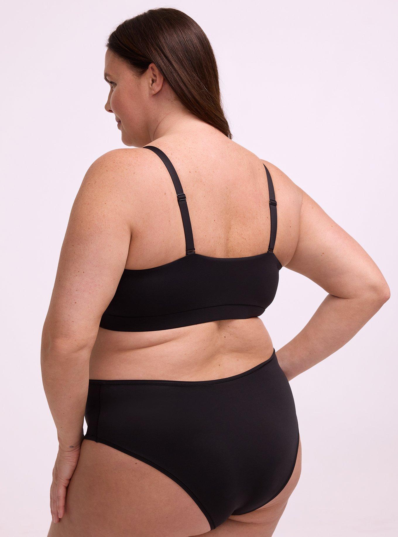 Unlined Butter Soft Micro V-Neck Bralette, RICH BLACK, alternate