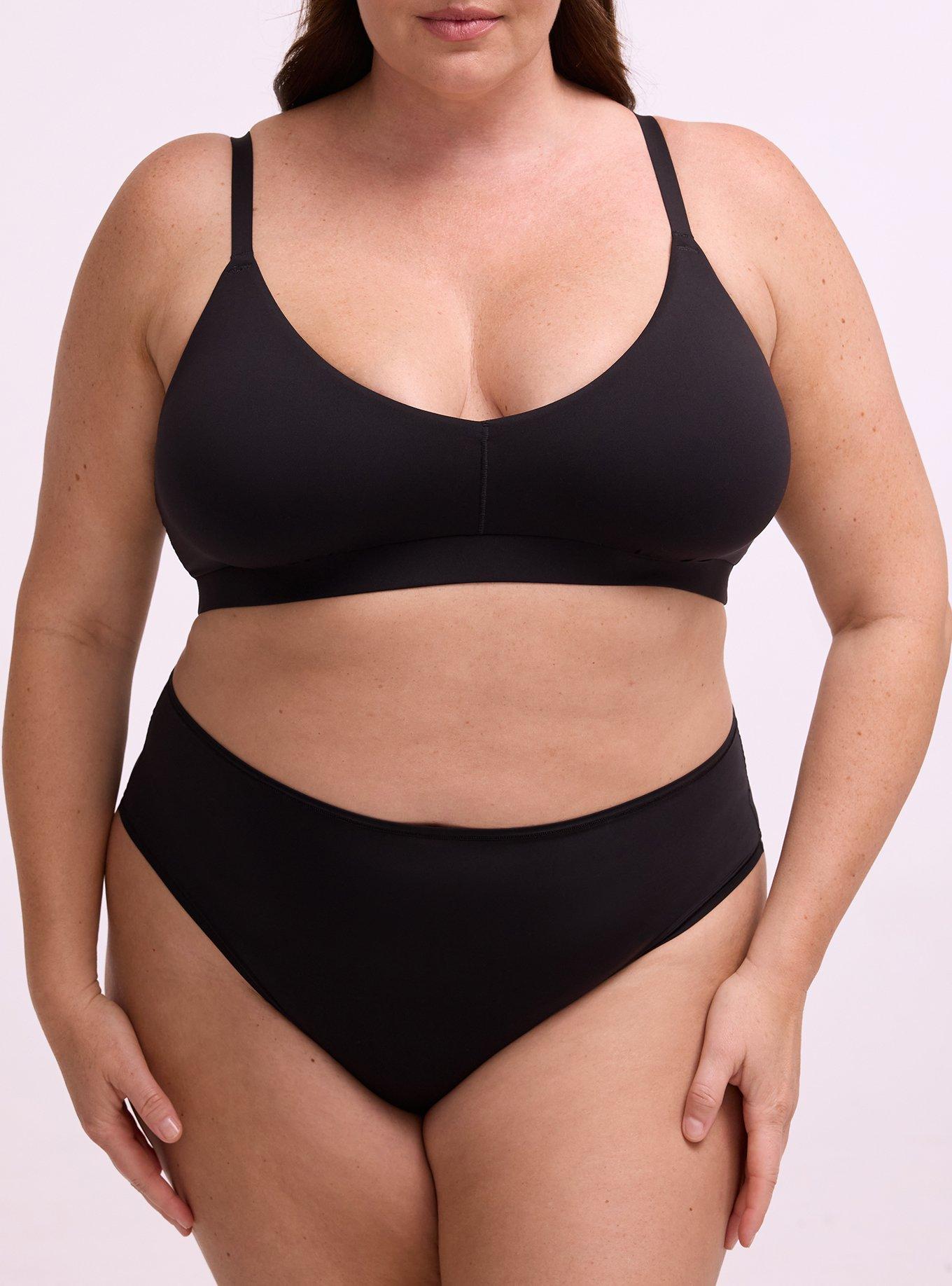 Unlined Butter Soft Micro V-Neck Bralette, RICH BLACK, alternate