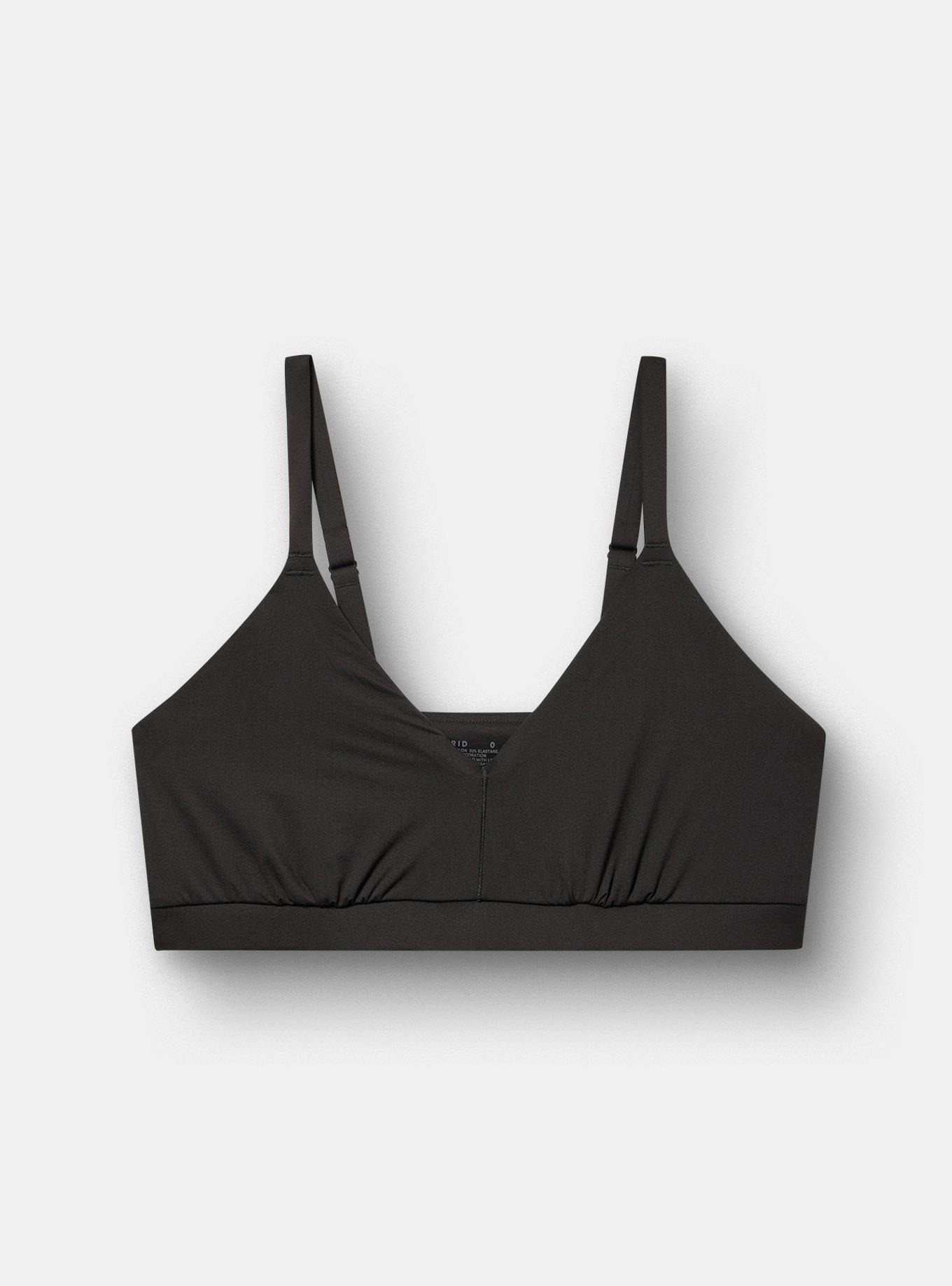 Unlined Butter Soft Micro V-Neck Bralette, RICH BLACK, flat