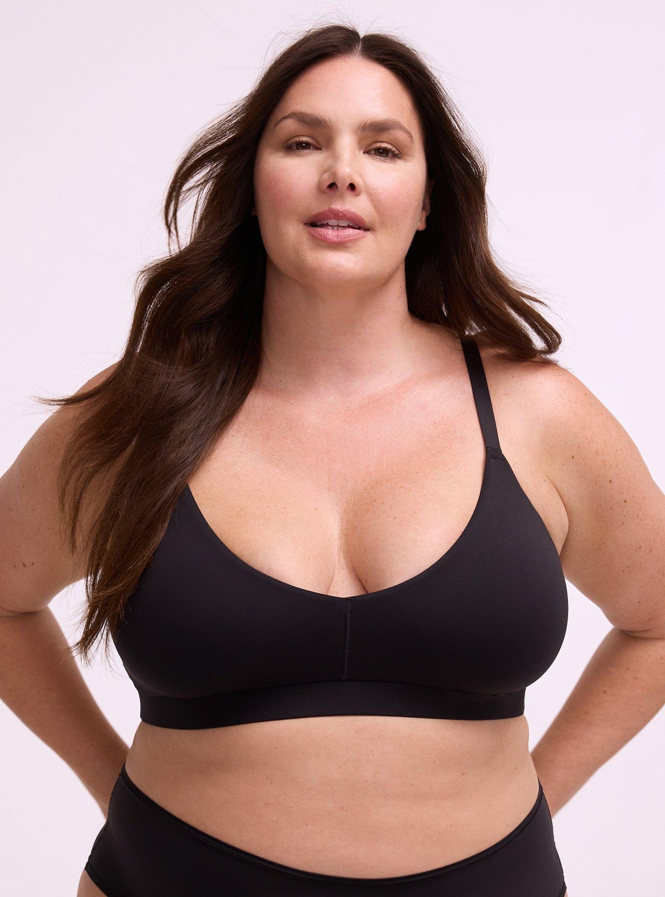 Unlined Butter Soft Micro V-Neck Bralette, RICH BLACK, hi-res