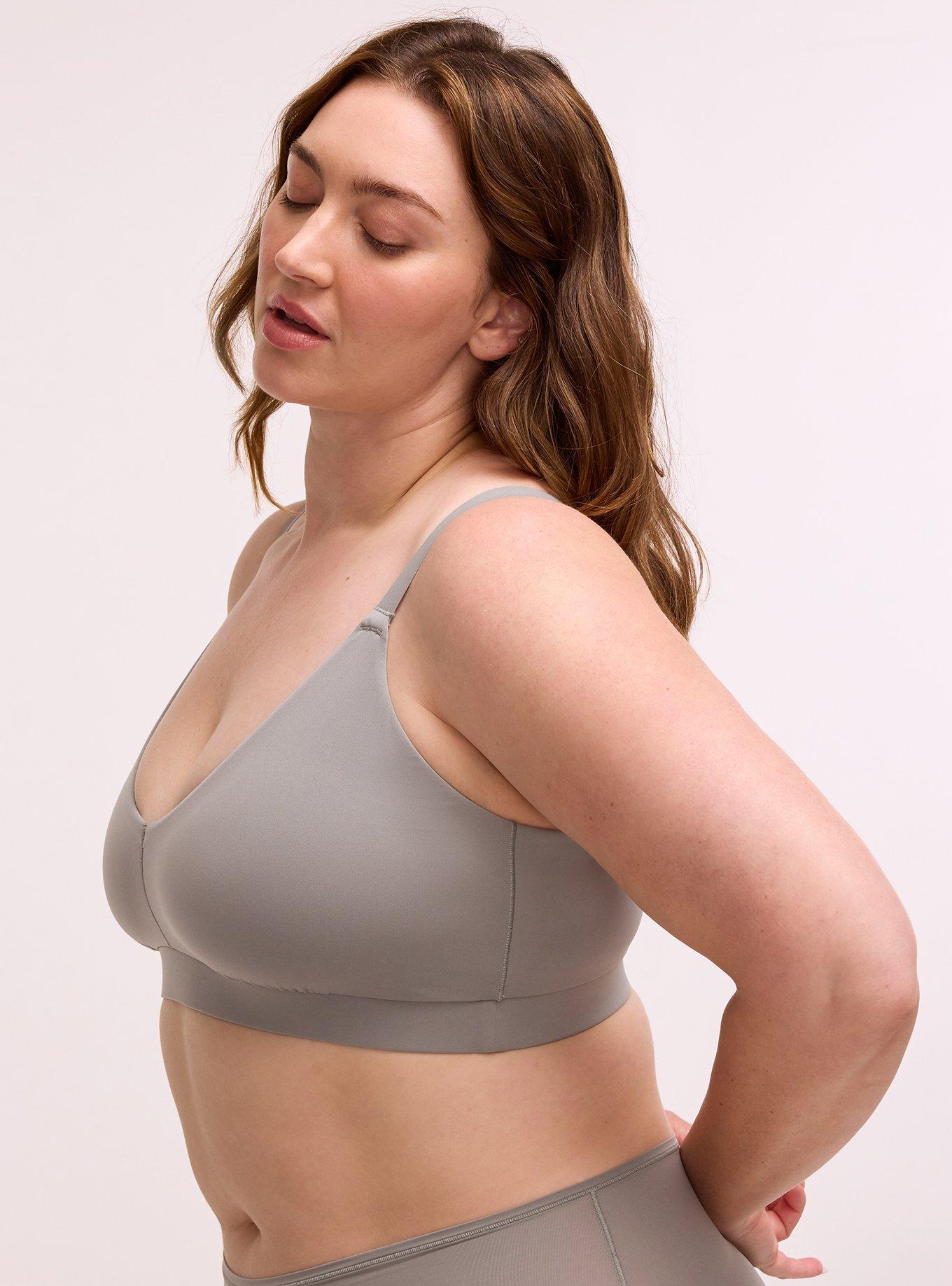 Unlined Butter Soft Micro V-Neck Bralette, SHARKSKIN, alternate