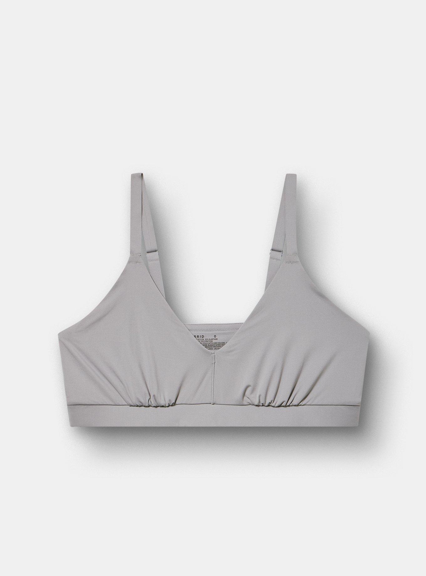 Unlined Butter Soft Micro V-Neck Bralette, SHARKSKIN, flat