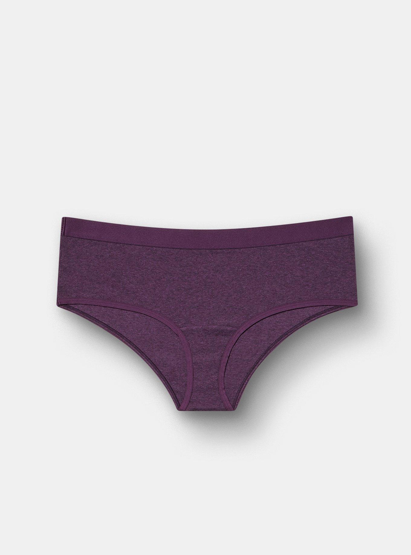 Heather Cotton Rib Mid-Rise Cheeky Panty, BLACKBERRY HEATHER, hi-res