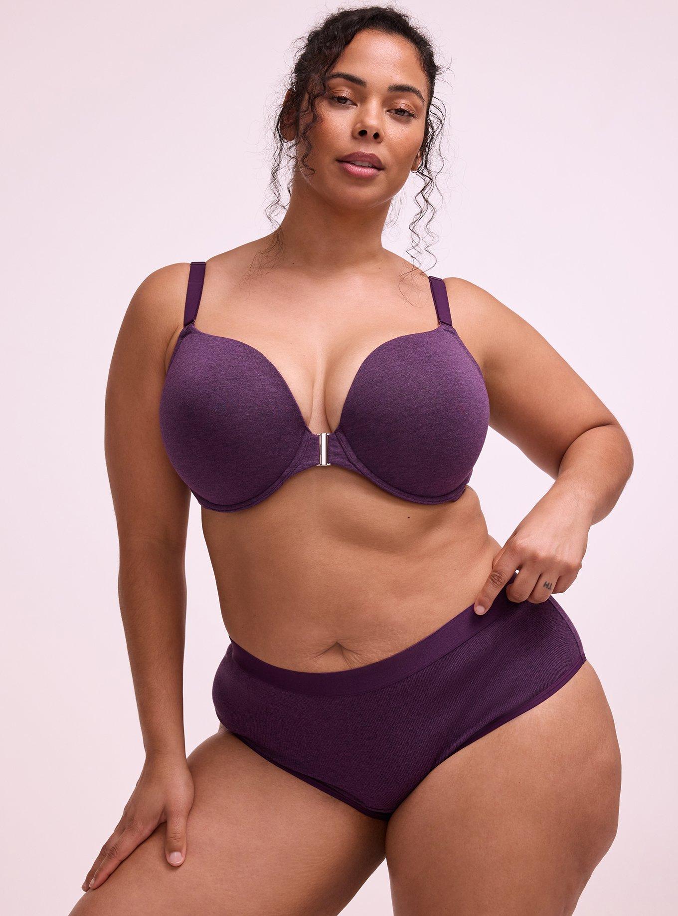 Heather Cotton Rib Mid-Rise Cheeky Panty, BLACKBERRY HEATHER, hi-res
