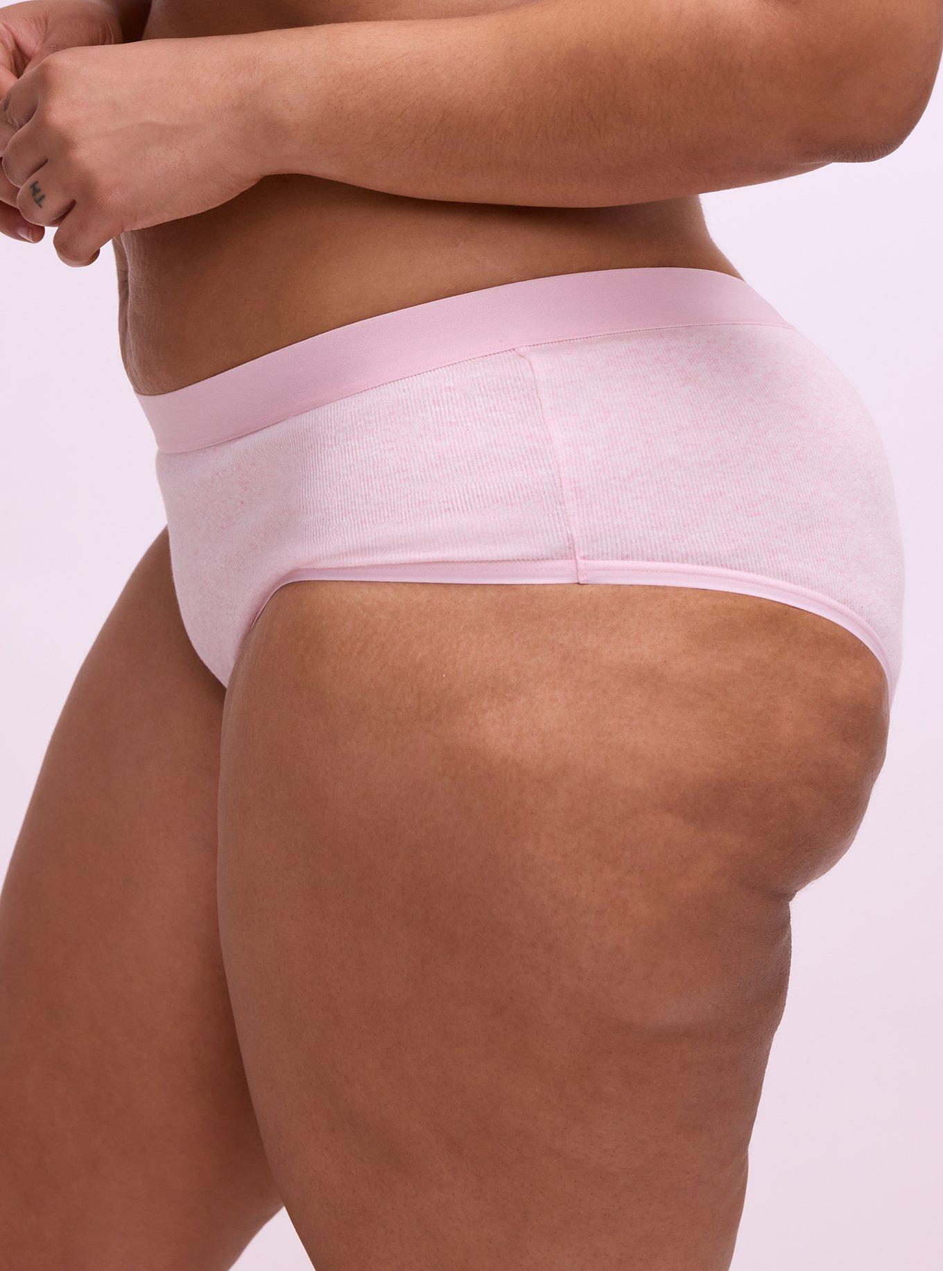 Heather Cotton Rib Mid-Rise Cheeky Panty, PARFAIT PINK HEATHER, alternate