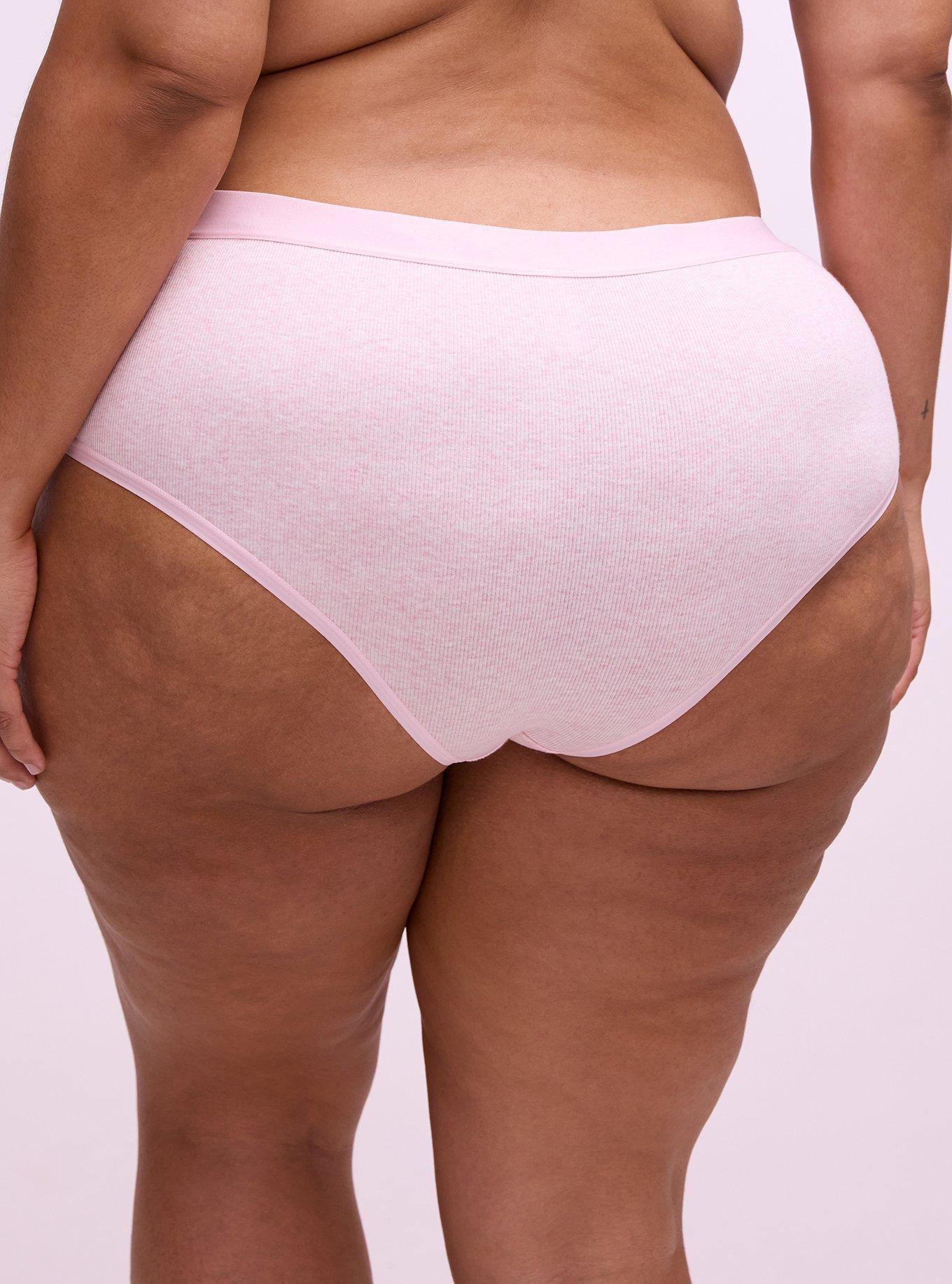 Heather Cotton Rib Mid-Rise Cheeky Panty, PARFAIT PINK HEATHER, alternate