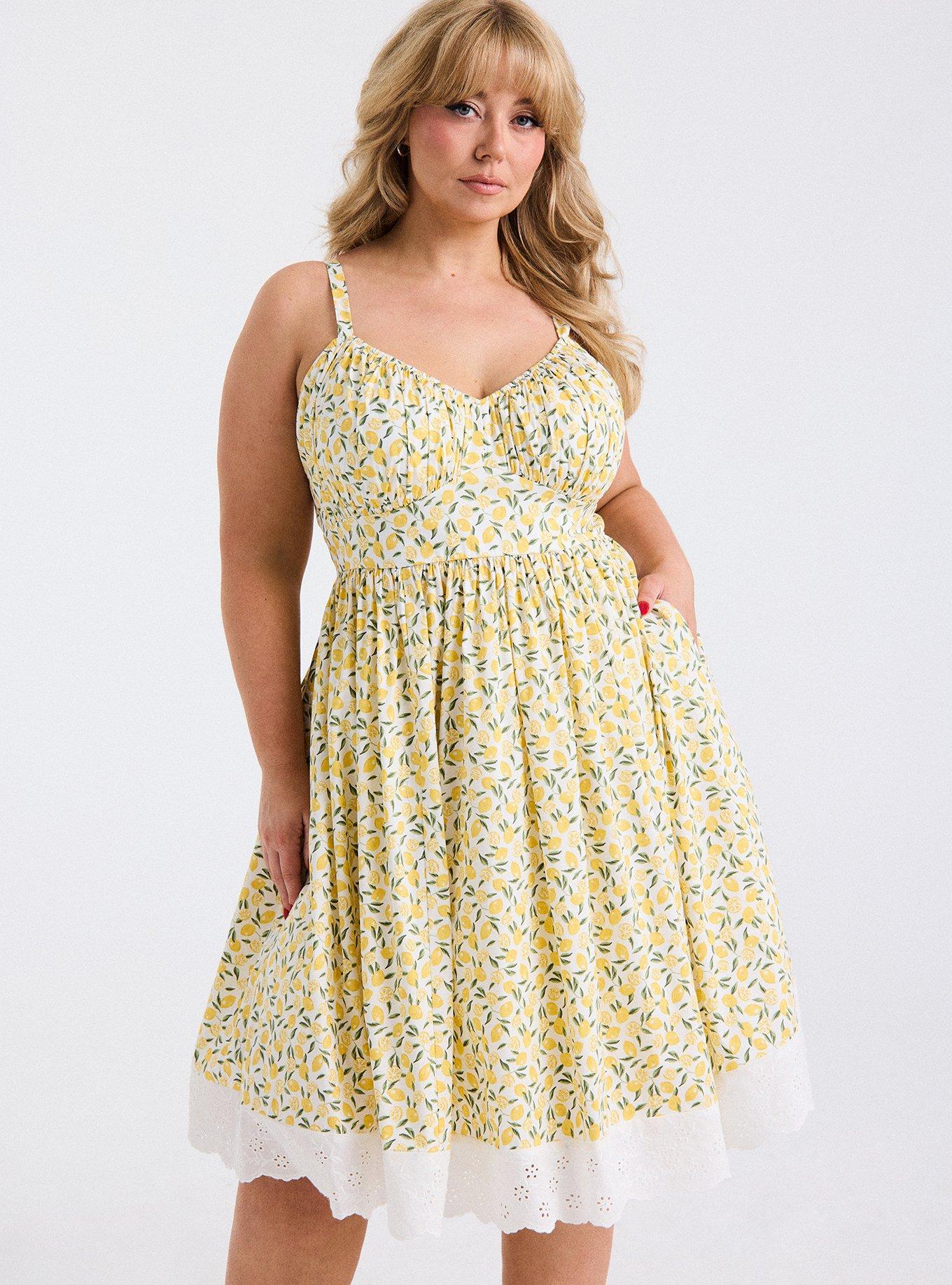 Retro Chic Pleated Bust Midi Dress, LOLA LEMONS WHITE, alternate