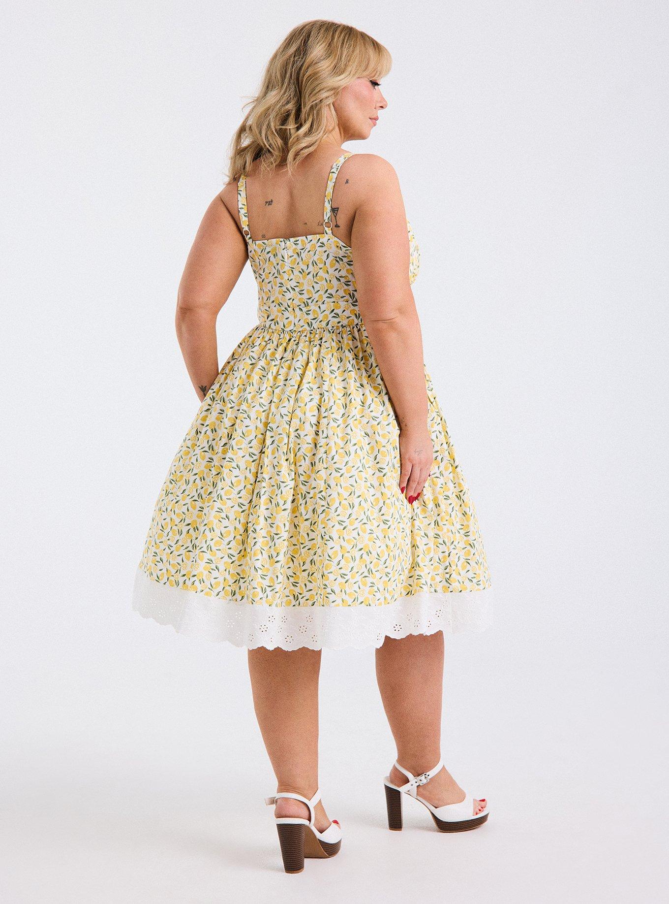 Retro Chic Pleated Bust Midi Dress, LOLA LEMONS WHITE, alternate