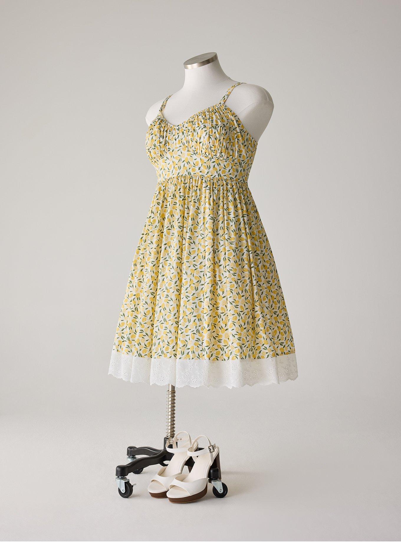 Retro Chic Pleated Bust Midi Dress, LOLA LEMONS WHITE, hi-res