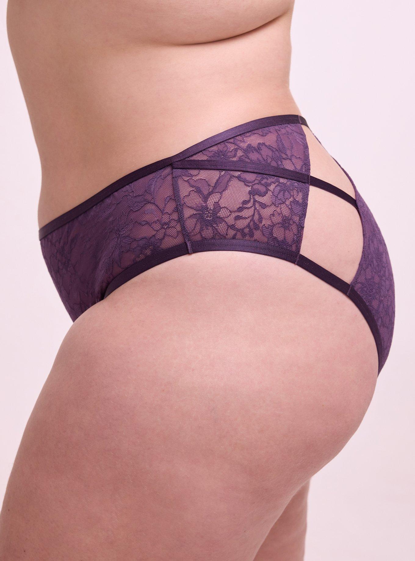 Aria Lace Cut-Out Mid-Rise Cheeky Panty, BLACKBERRY, alternate