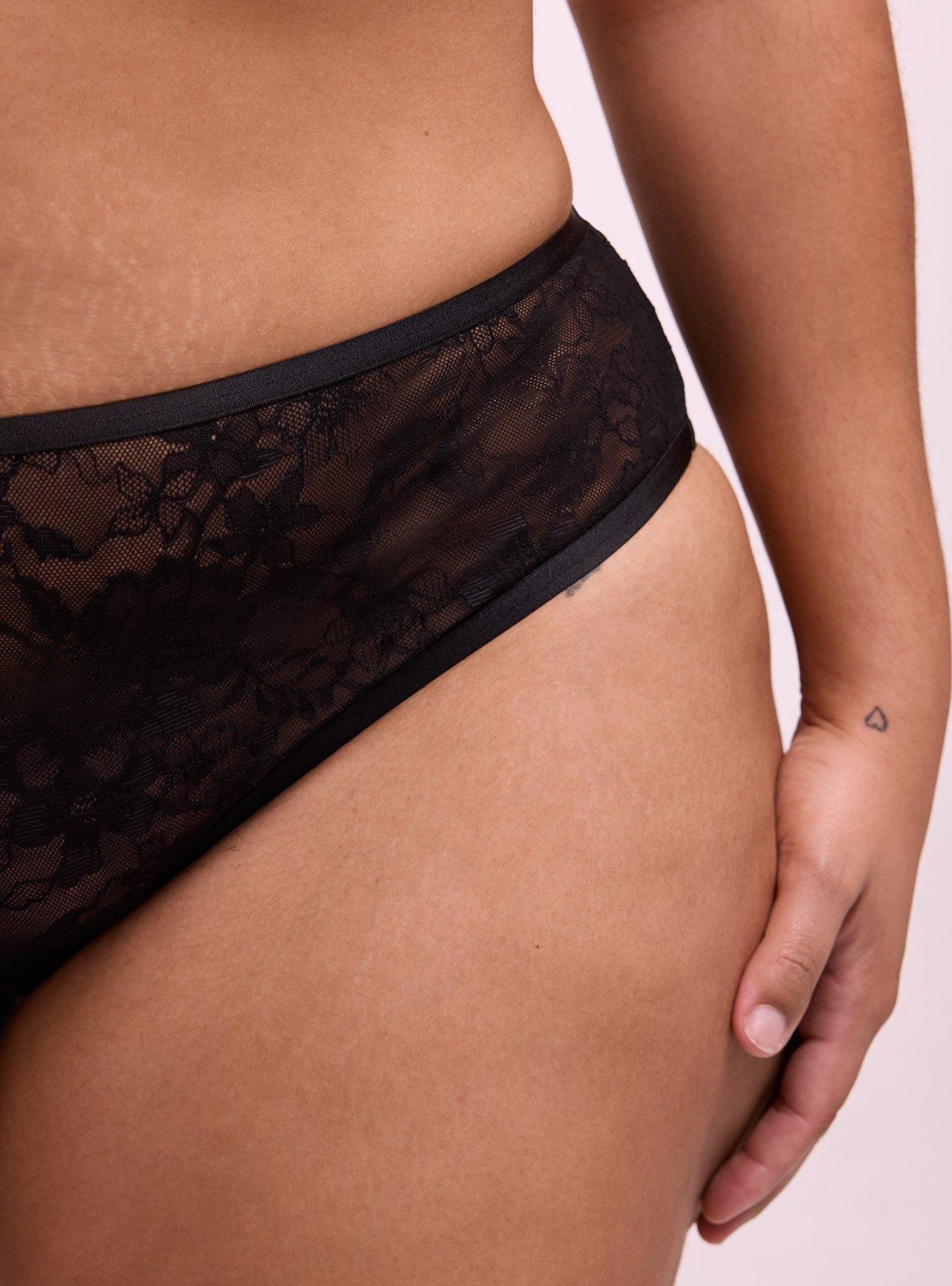 Aria Lace Cut-Out Mid-Rise Cheeky Panty, RICH BLACK, alternate