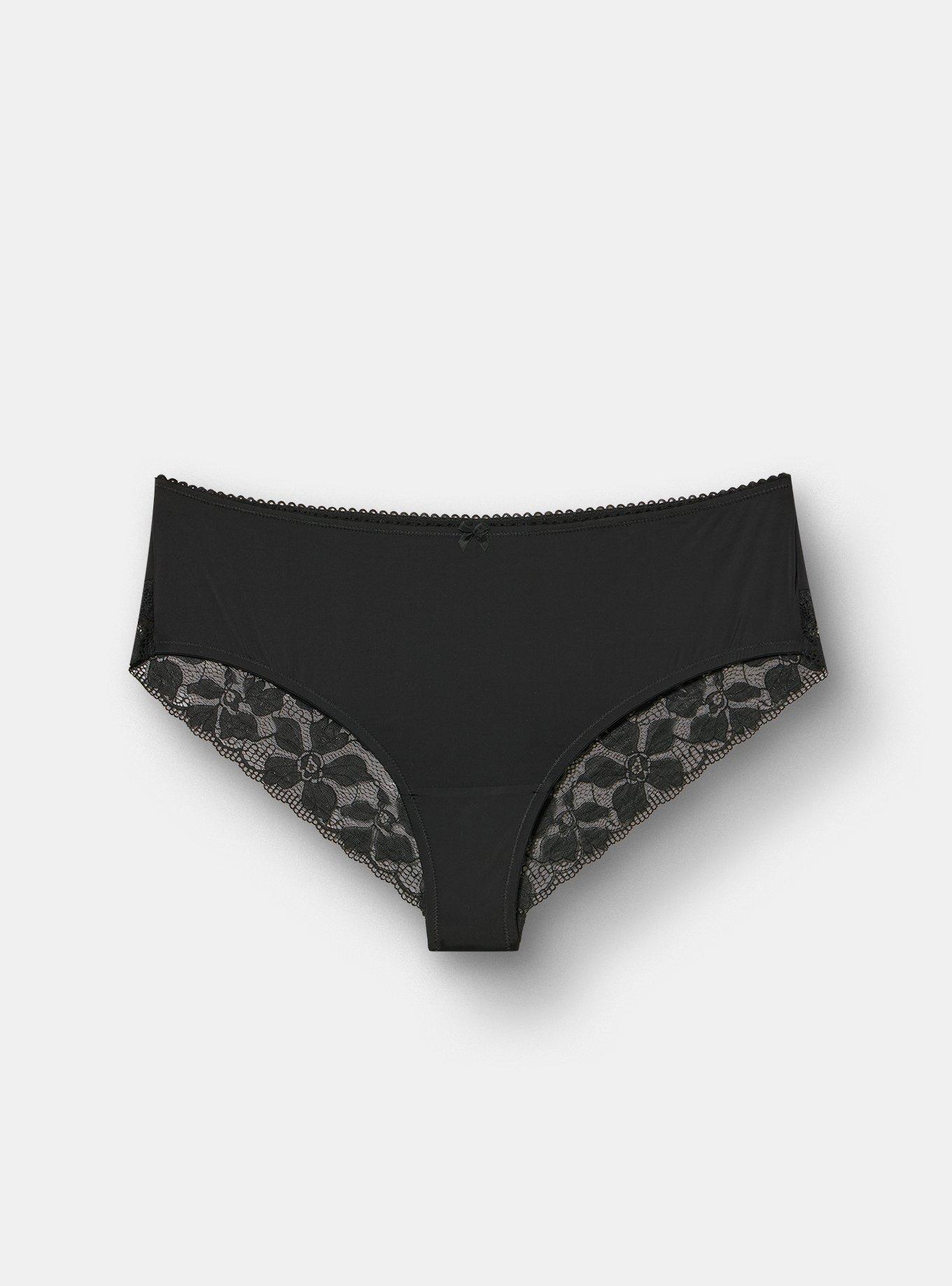 Ava Lace Mid-Rise Cheeky Panty, RICH BLACK, flat