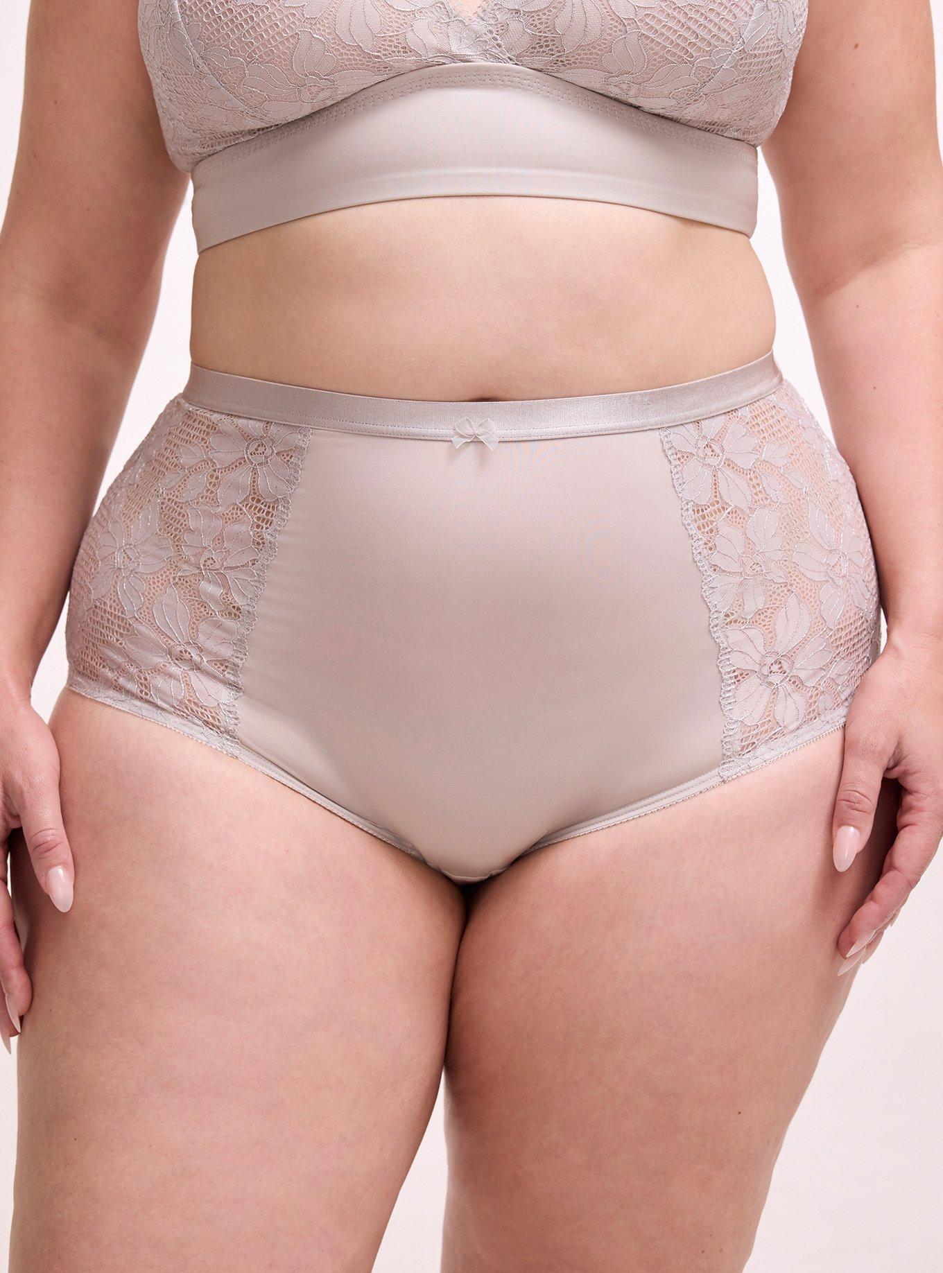 Ava Metallic Lace High-Rise Brief Panty, ALABASTER GRAY, alternate