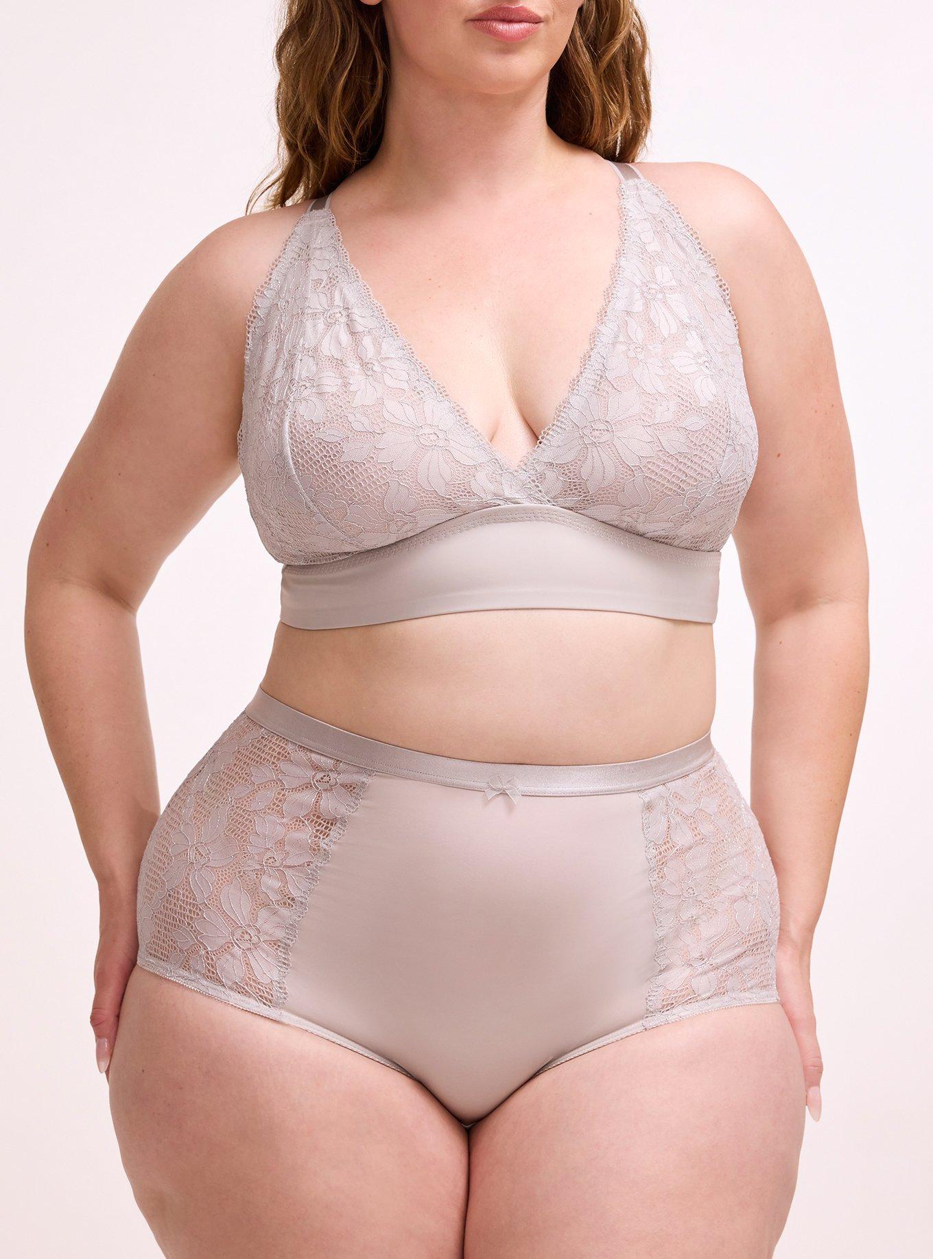 Ava Metallic Lace High-Rise Brief Panty, ALABASTER GRAY, alternate