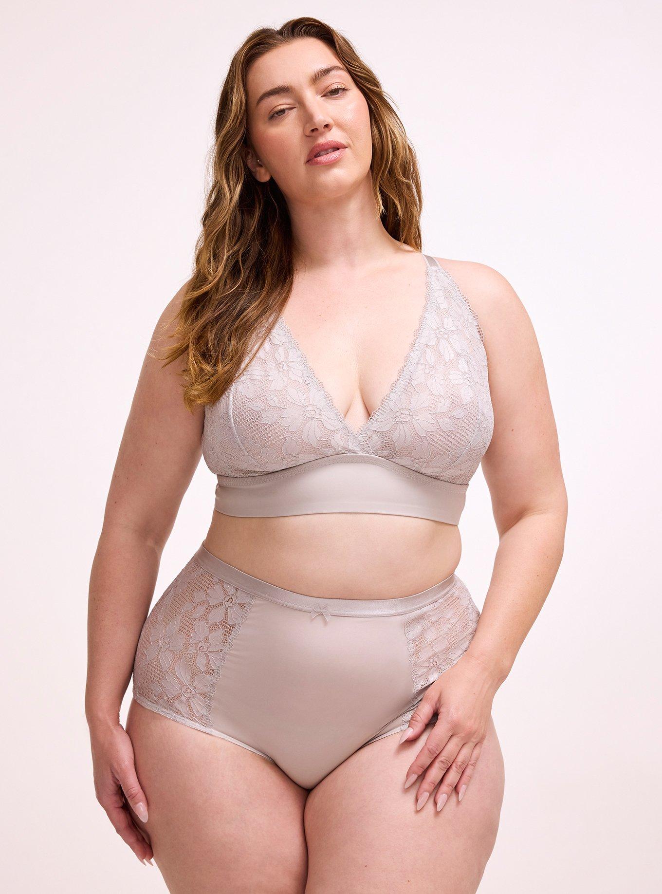 Ava Metallic Lace High-Rise Brief Panty, ALABASTER GRAY, hi-res