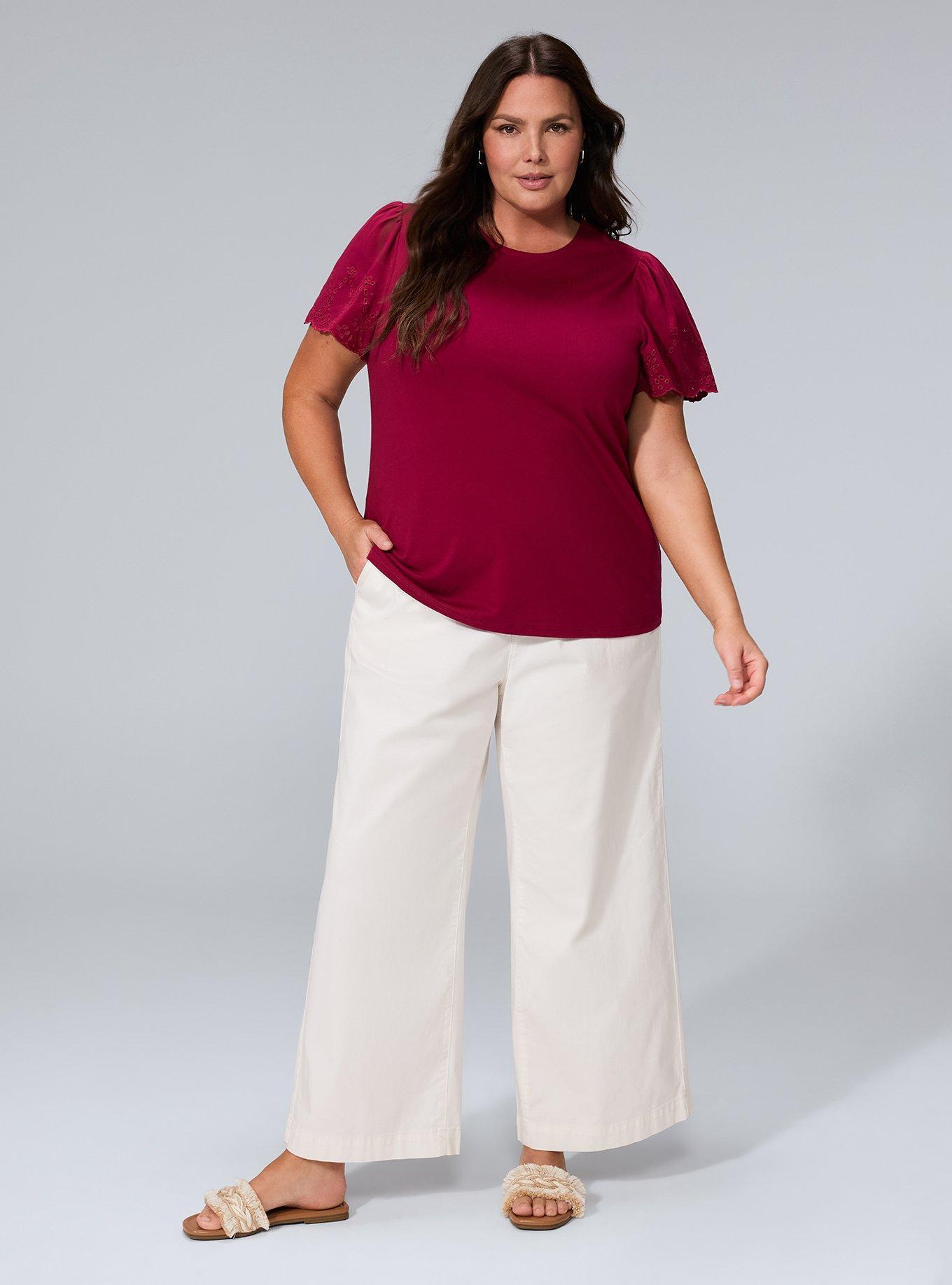 Belle Isle Eyelet Short Sleeve Top, BEET RED, alternate