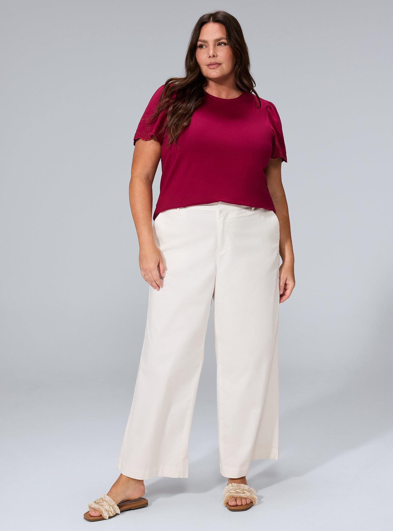 Belle Isle Eyelet Short Sleeve Top, BEET RED, alternate