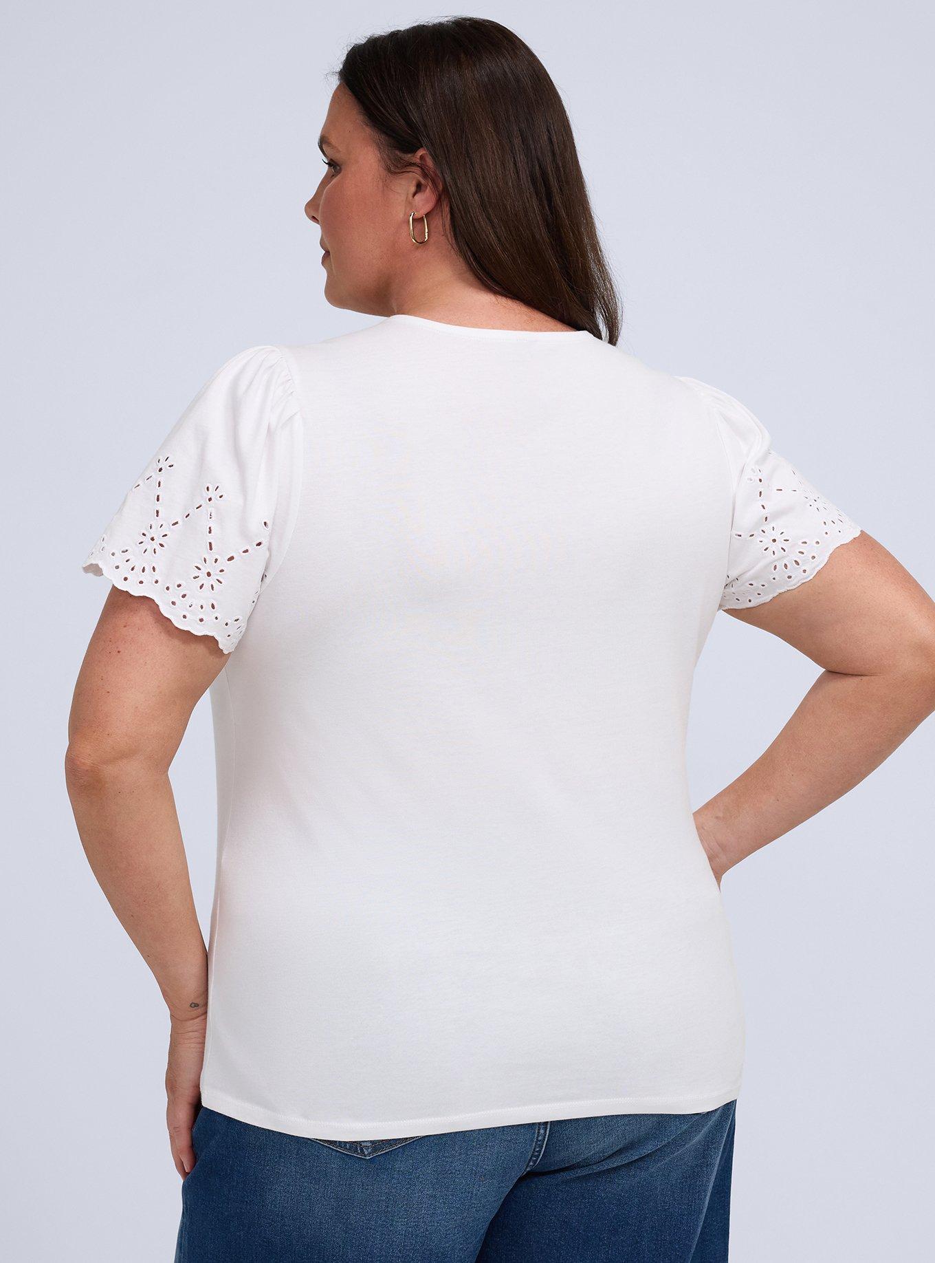 Belle Isle Eyelet Short Sleeve Top, BRIGHT WHITE, alternate