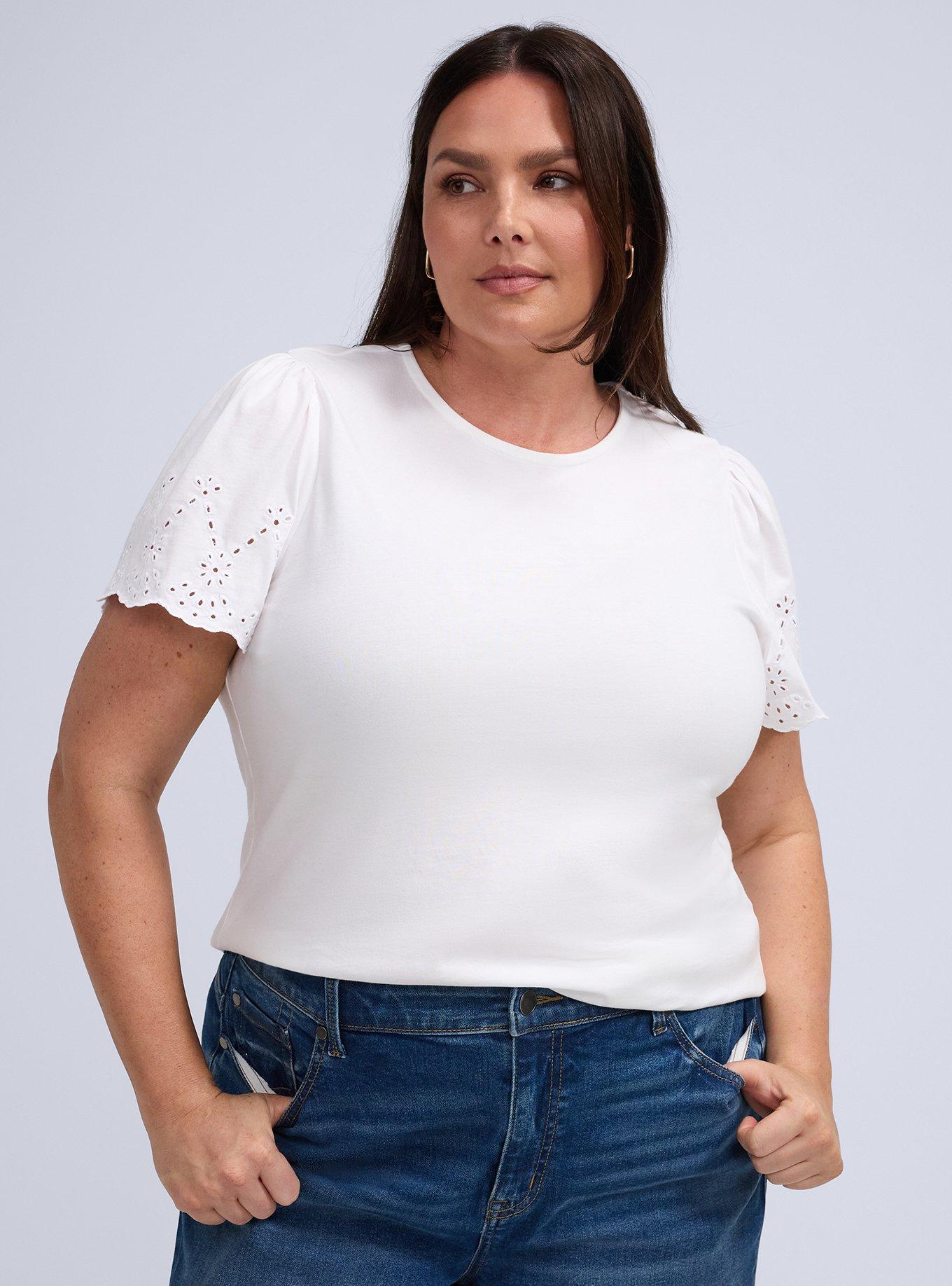 Belle Isle Eyelet Short Sleeve Top, BRIGHT WHITE, alternate