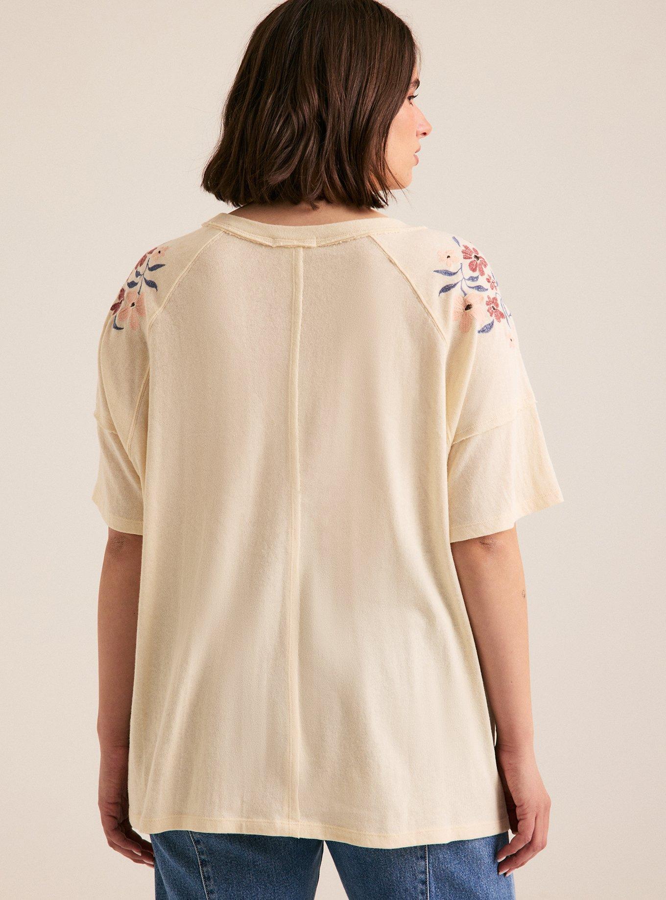 Festi Relaxed Embroidered Tee, WHITE SWAN, alternate