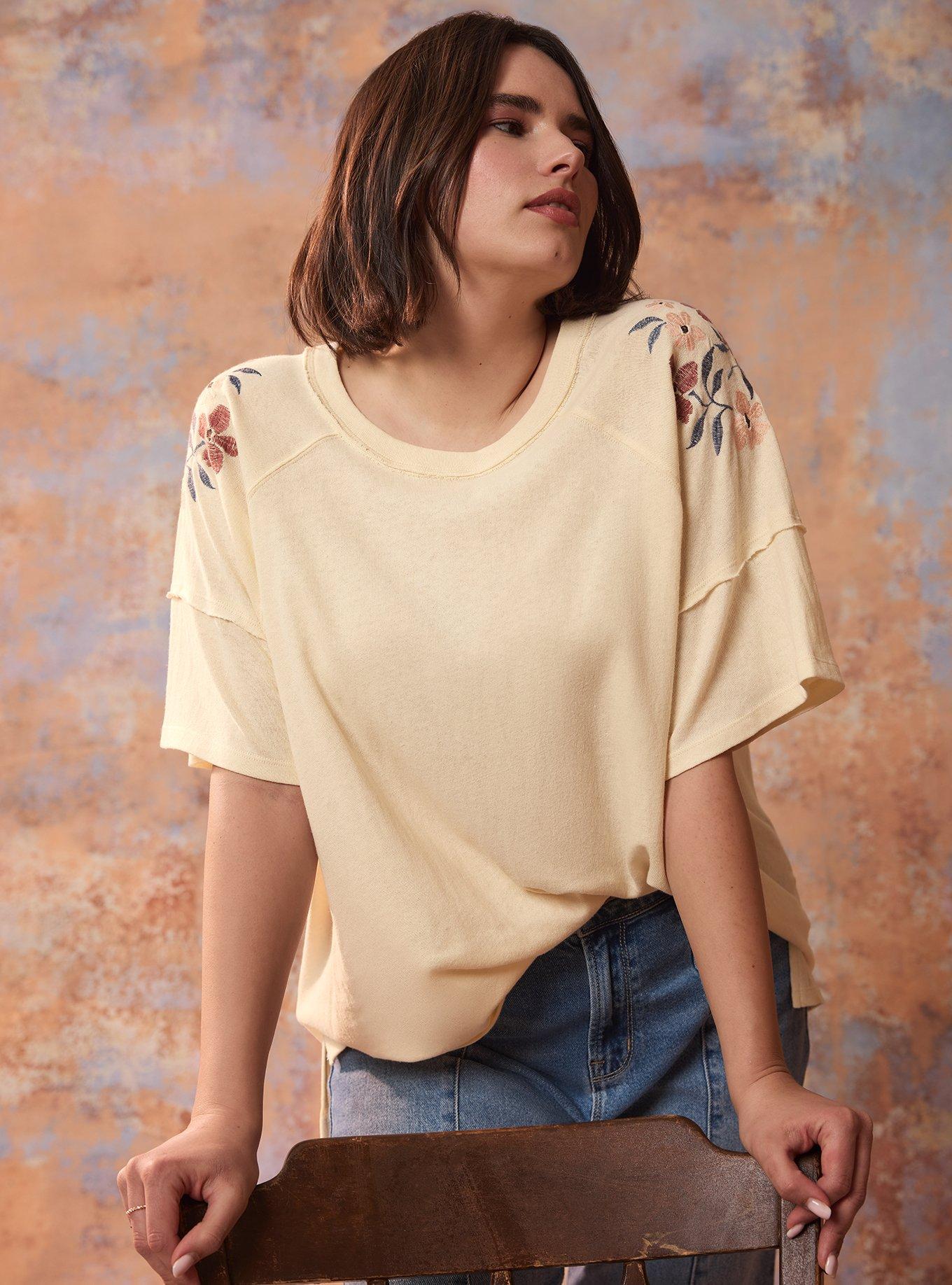 Festi Relaxed Embroidered Tee, WHITE SWAN, hi-res